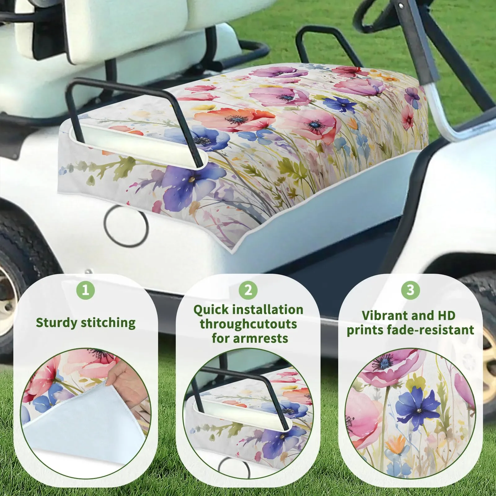 Tiveruda Golf Cart Seat Cover for Double Seats image 3