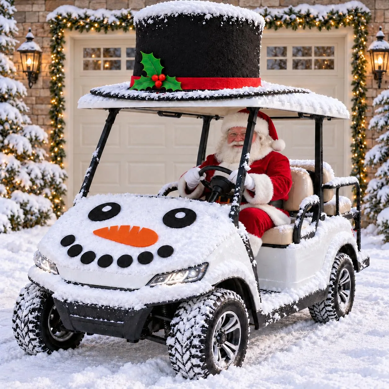 Cinrobiye Large Snowman Car Decoration Kit with Oversized Hat & Face Pieces