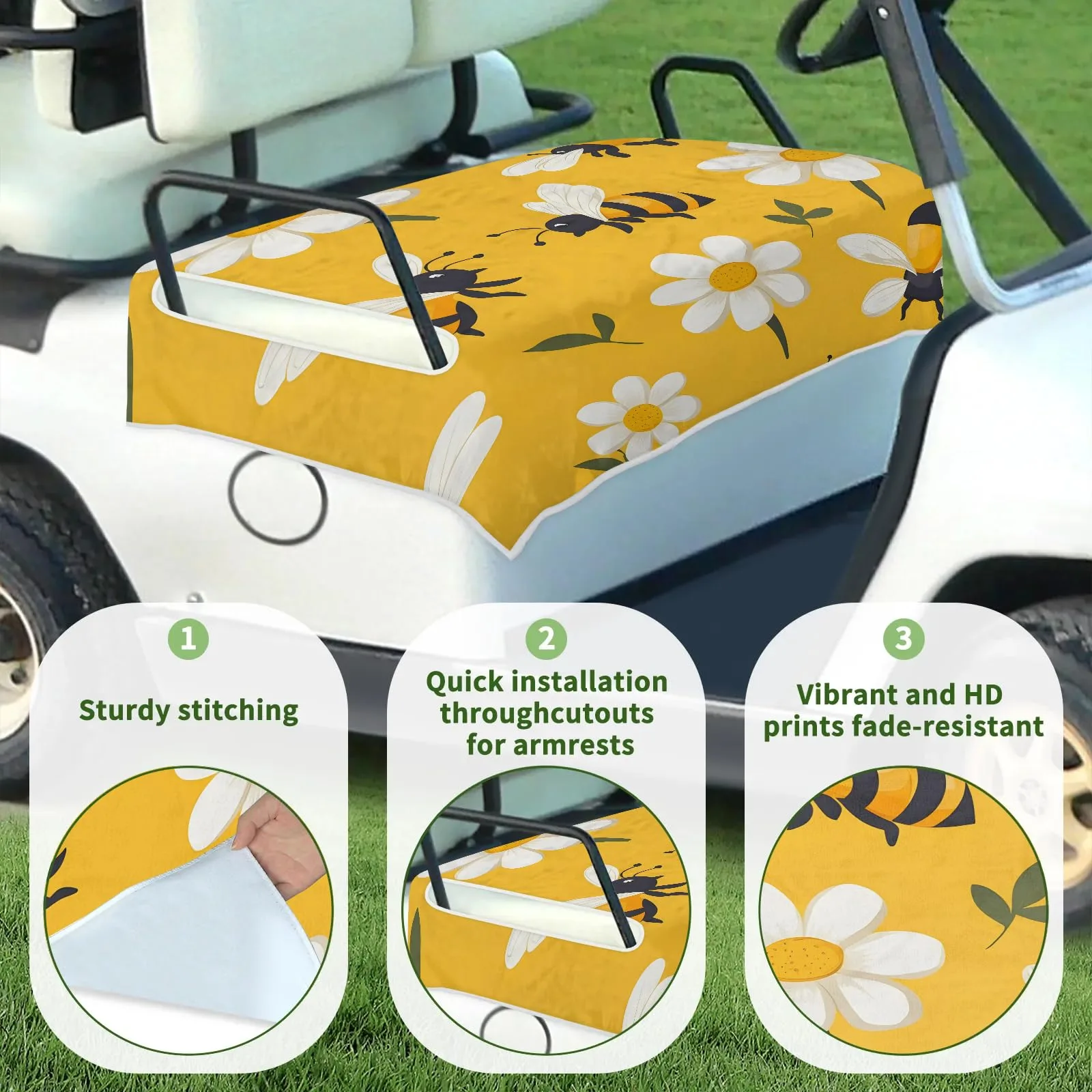 Tiveruda Golf Cart Seat Cover for Double Seats image 3