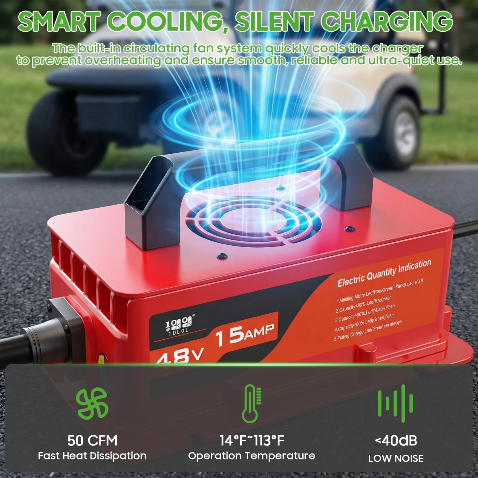10L0L 48V 15A Charger for Club Car DS & Precedent image 3