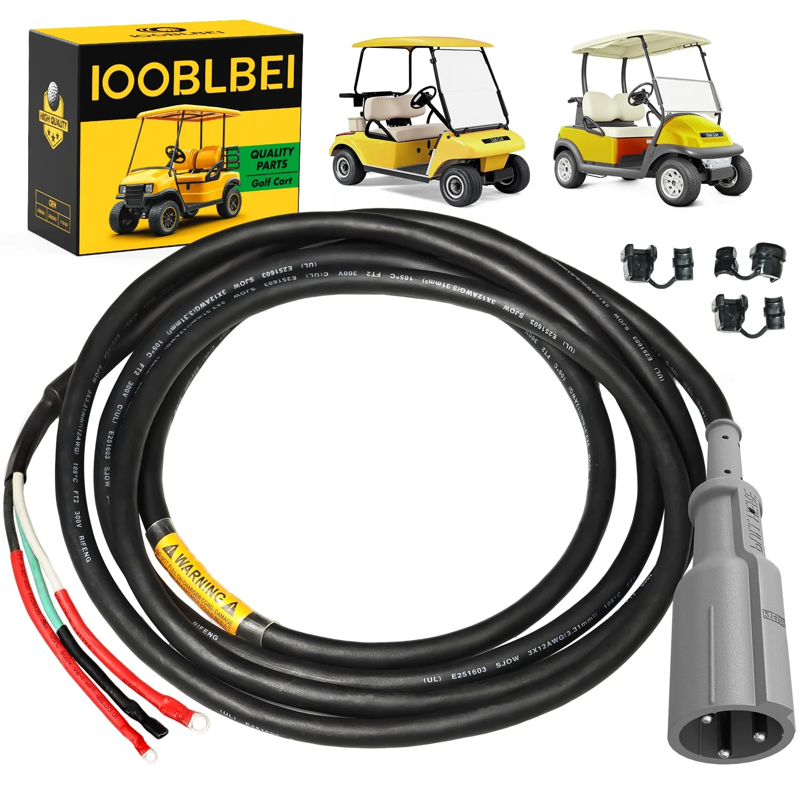 IOOBLBEI 48V Charger Cord for Club Car DS & Precedent