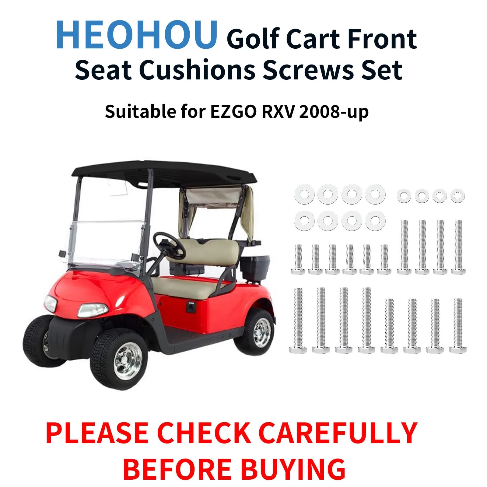 HEOHOU E-Z-GO RXV Front Seat Bolt Kit image 2