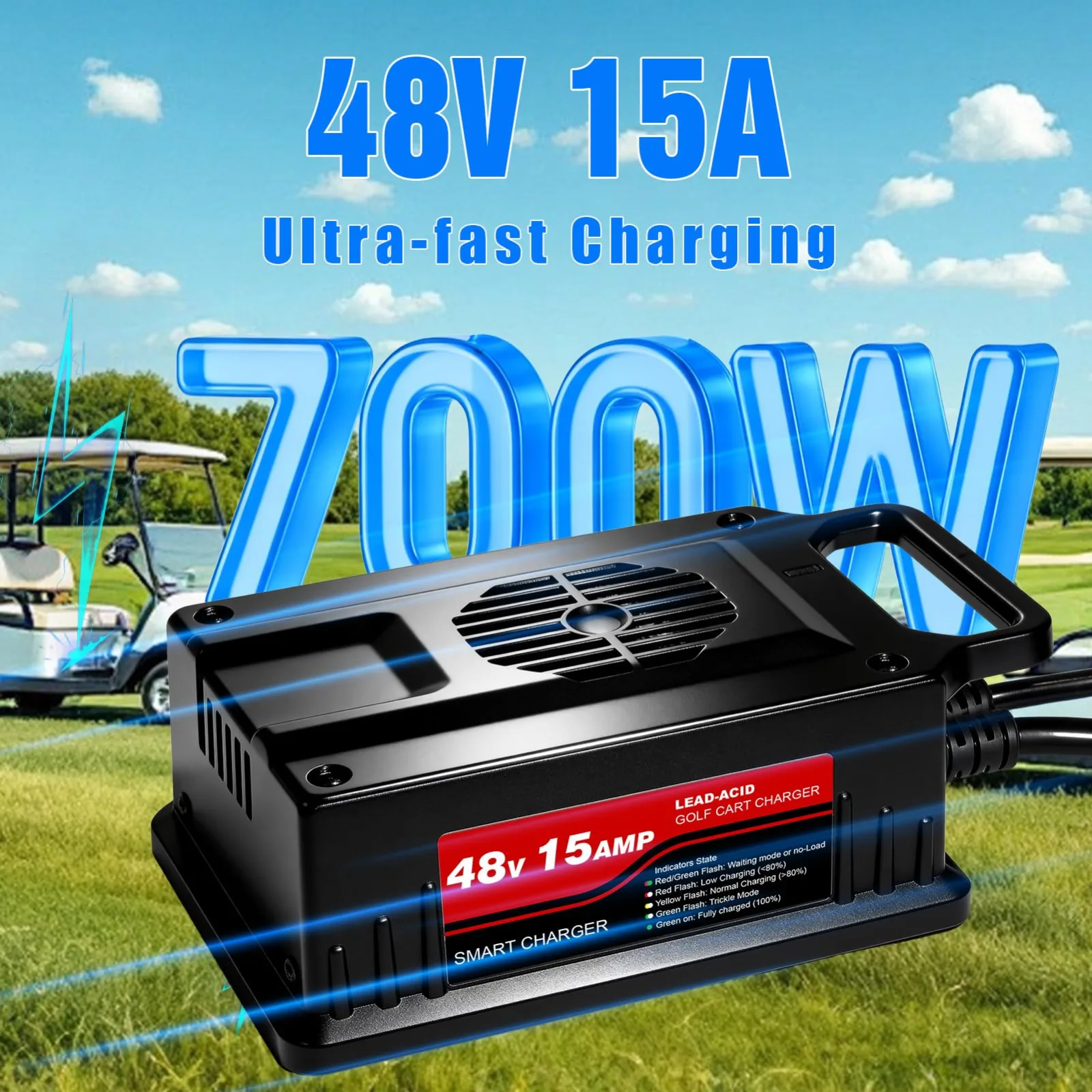 JCGSWVJ 48V 15A Charger for E-Z-GO RXV and TXT image 3
