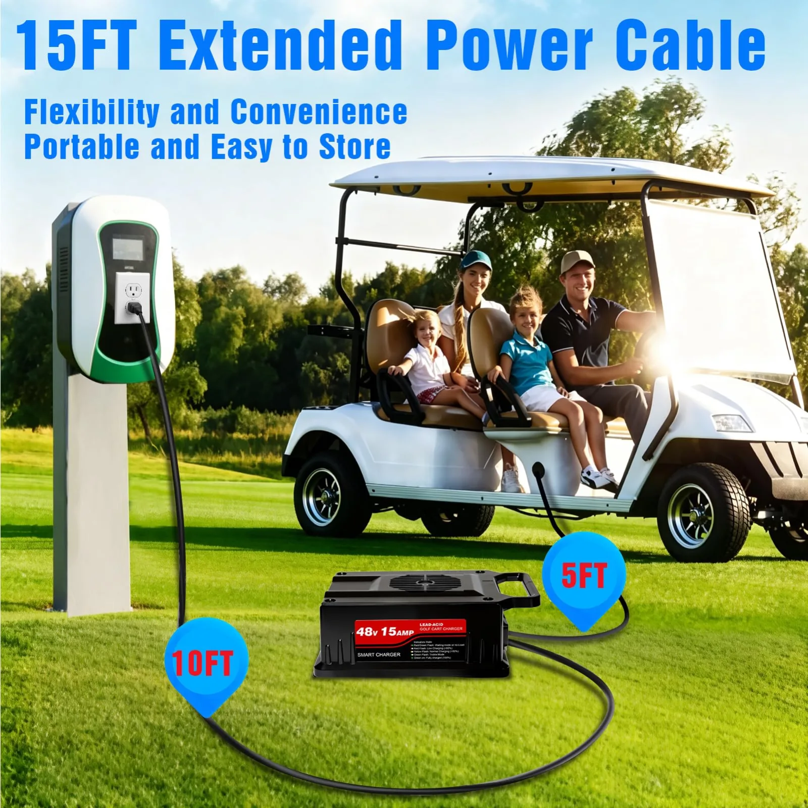 JCGSWVJ 48V 15A Charger for E-Z-GO RXV and TXT image 4
