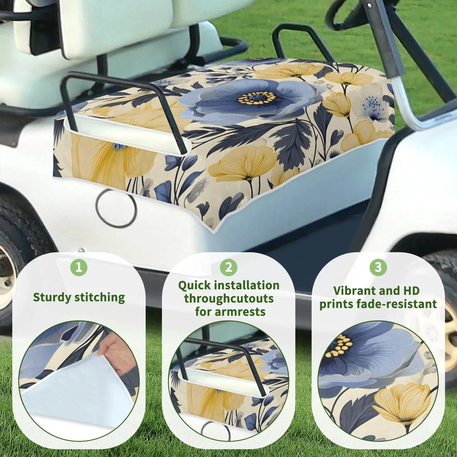 Tiveruda Floral Golf Cart Seat Cover 51 x 31 Inch image 3