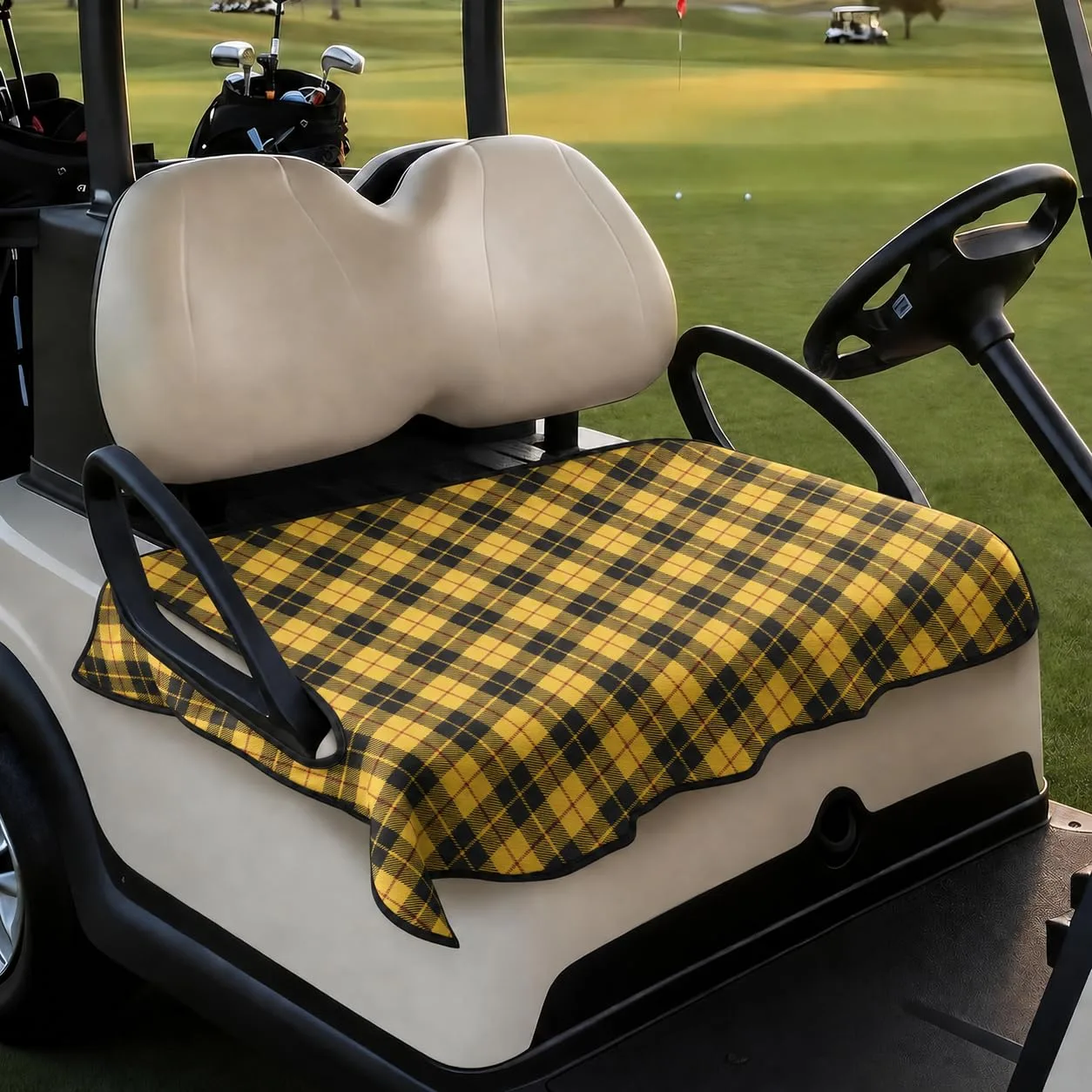ArtCosy Personalized Plaid Golf Cart Seat Cover — Universal 2-Seat image 2