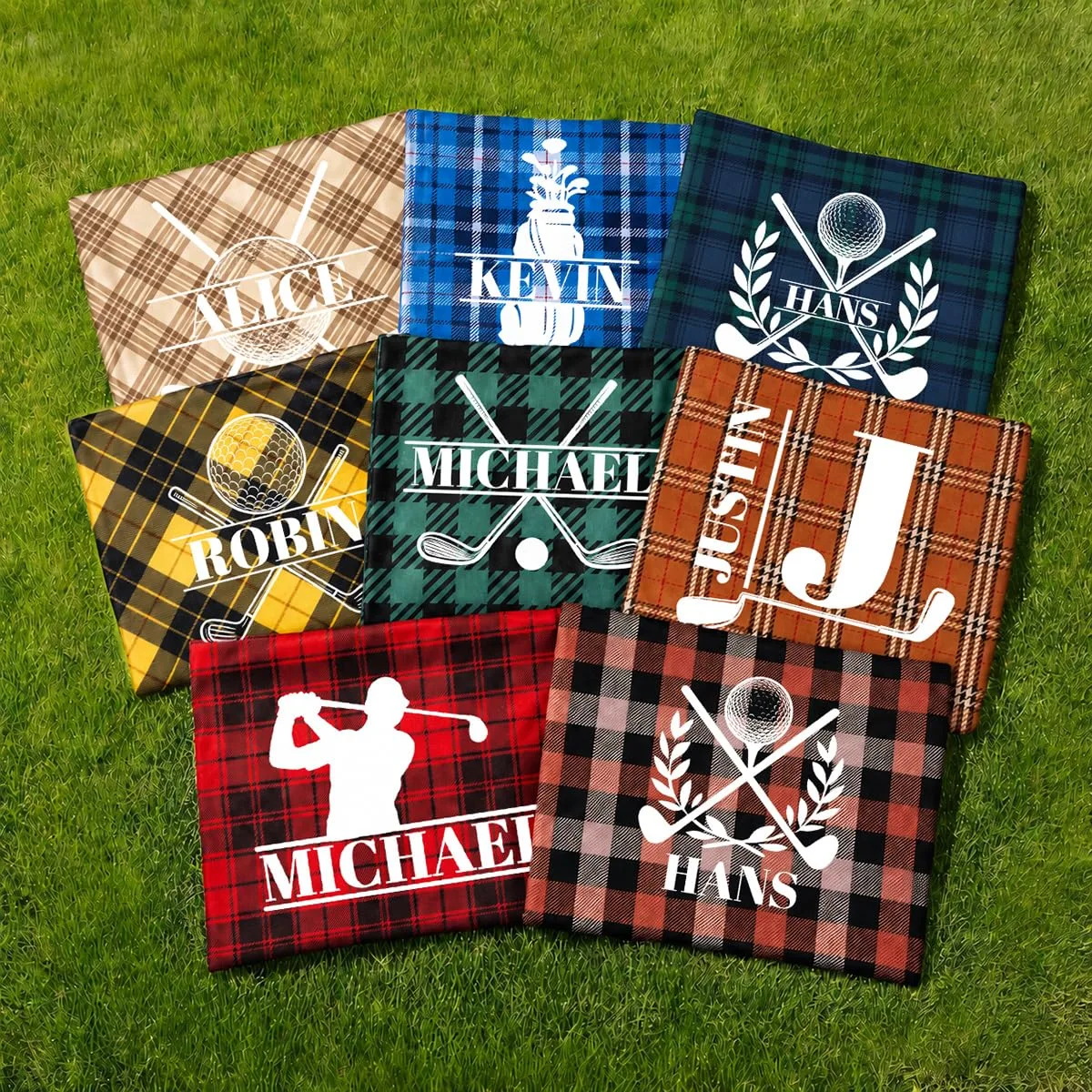 ArtCosy Personalized Plaid Golf Cart Seat Cover — Universal 2-Seat