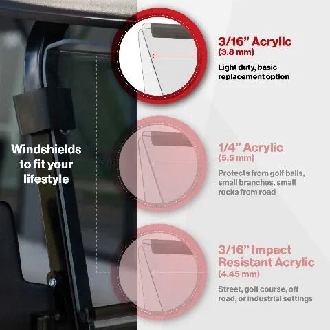 RED DOT Folding Windshield for ICON Golf Carts 09-101-ICON image 2