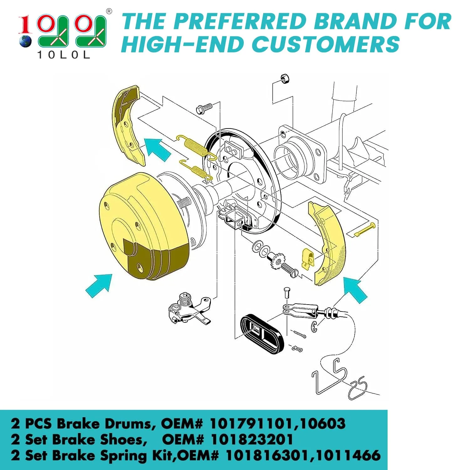 10L0L Brake Repair Kit for Club Car DS & Precedent image 2