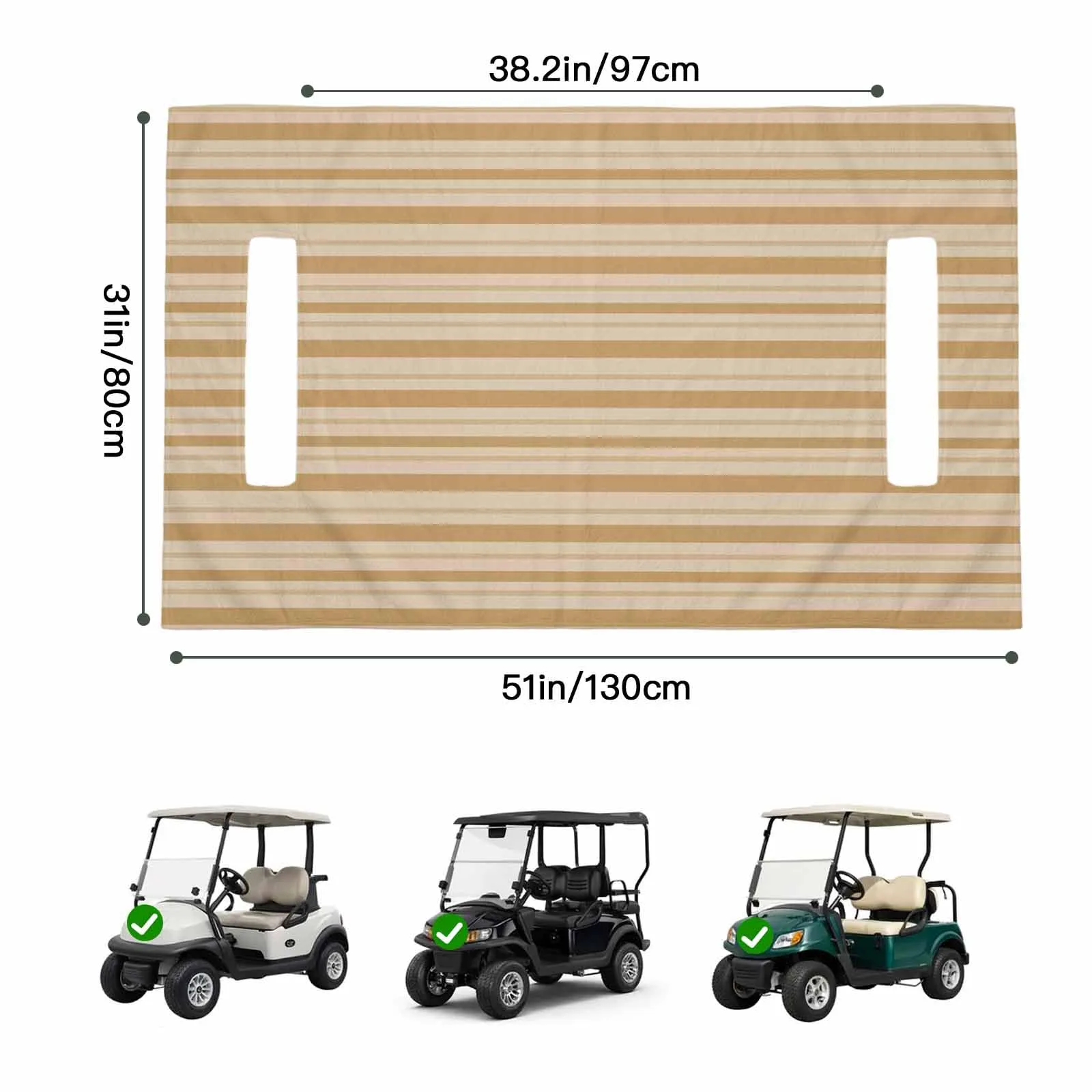Trosturdspn 51" x 31" Beige Striped Golf Cart Seat Towel Blanket image 2