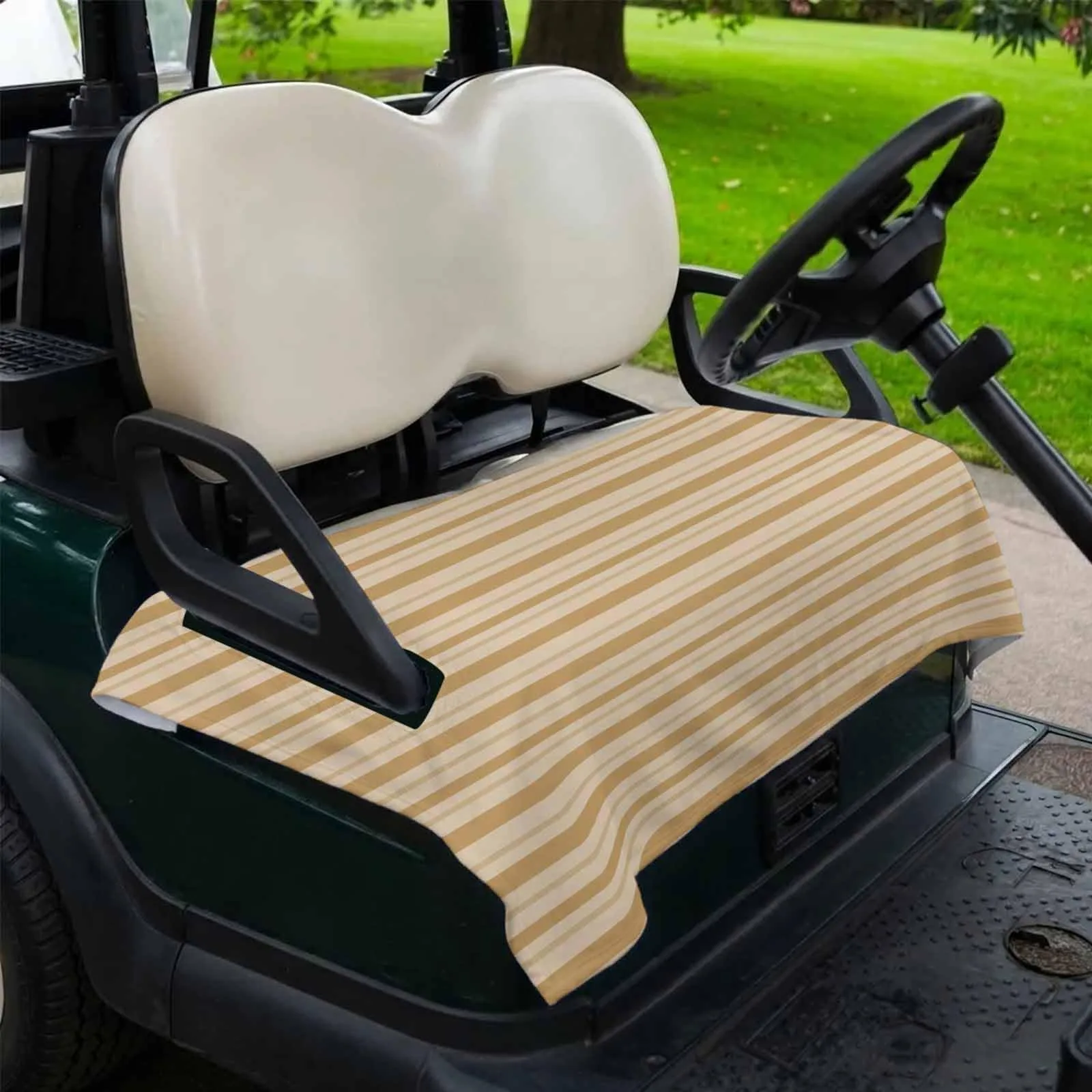 Trosturdspn 51" x 31" Beige Striped Golf Cart Seat Towel Blanket