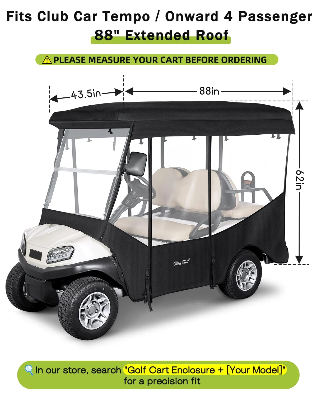 WEIMELL Club Car Tempo & Onward 4-Passenger Enclosure image 2