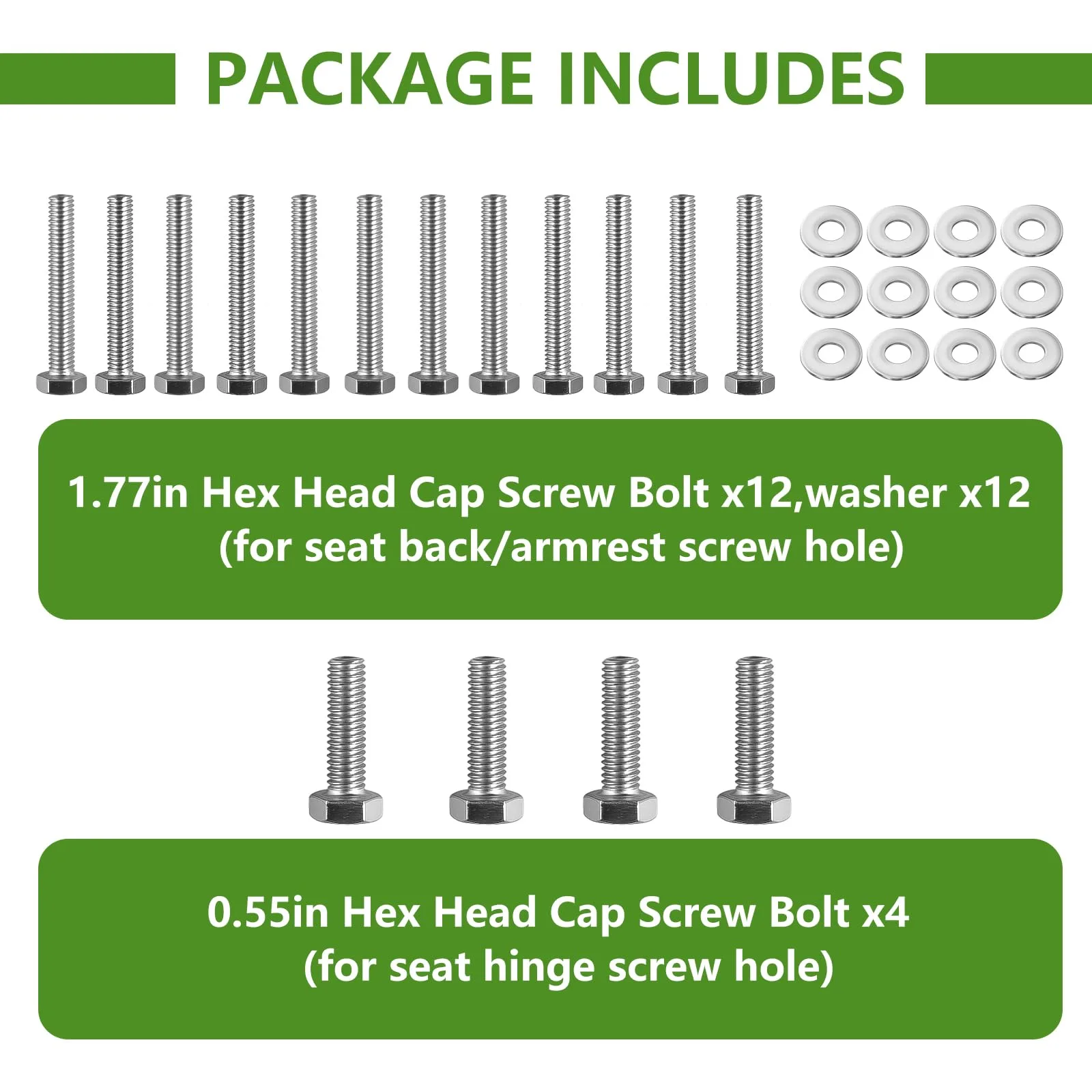 HEOHOU Club Car DS Front Seat Bolt and Washer Kit image 4