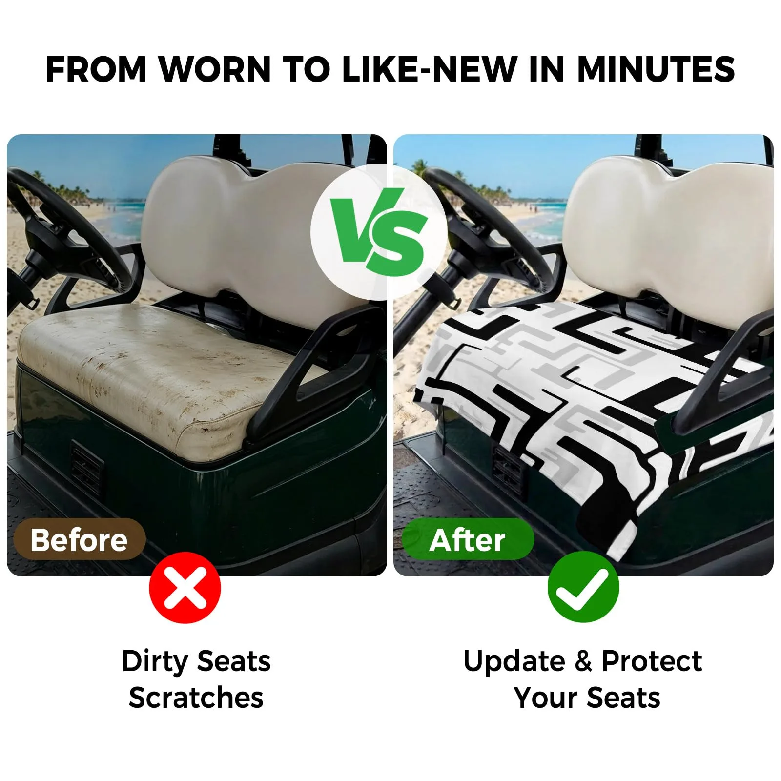 BEMIGO Golf Cart Seat Cover for 2-Seat Bench, 51 x 31 in image 4