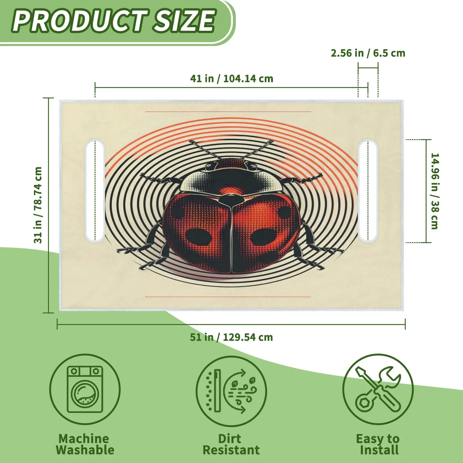 Tiveruda Retro Ladybugs Golf Cart Seat Cover 51 x 31 in image 2