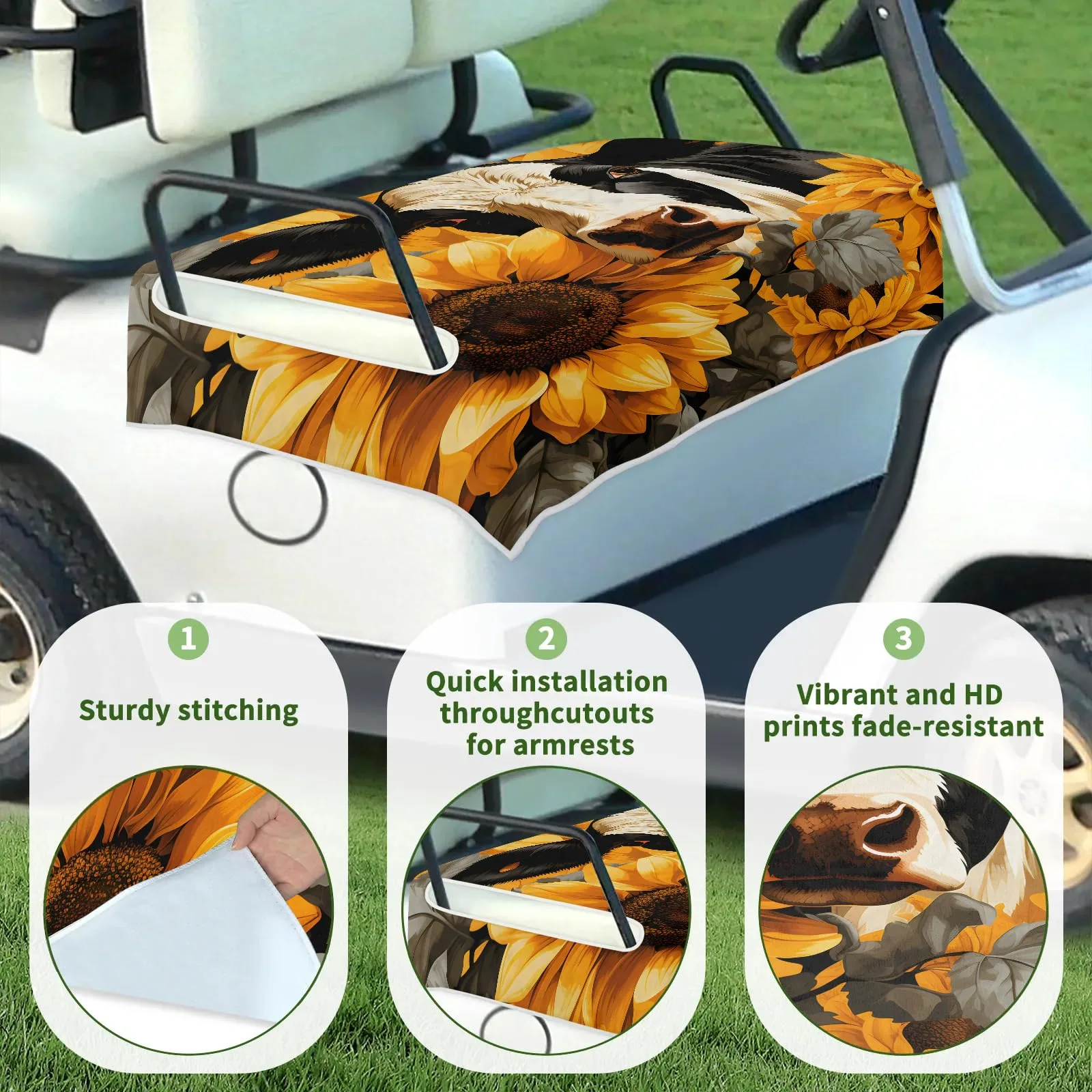 Tiveruda Golf Cart Seat Cover for Double Seats image 3