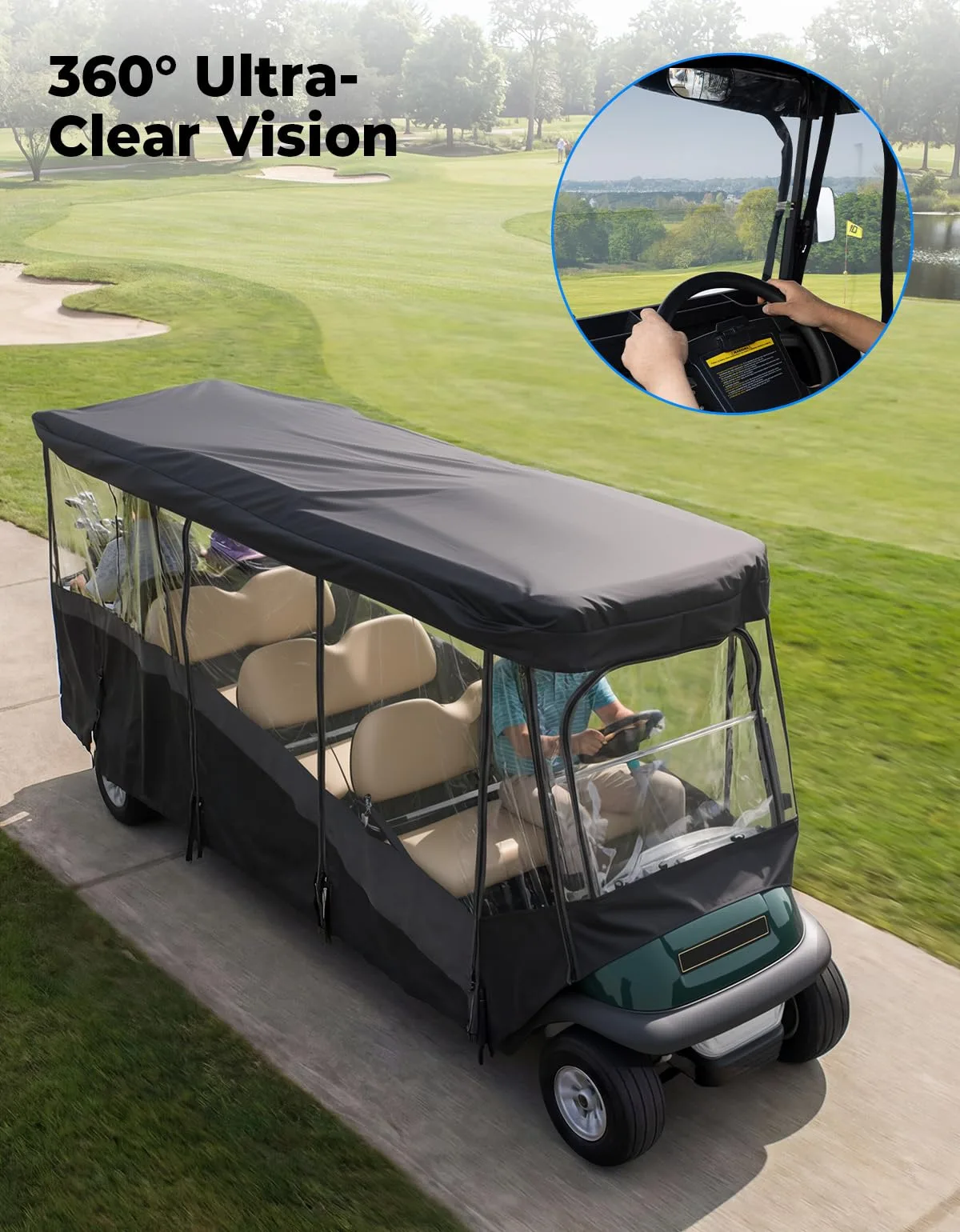 KEMIMOTO 8-Passenger Golf Cart Enclosure B1407-00007-BK image 2