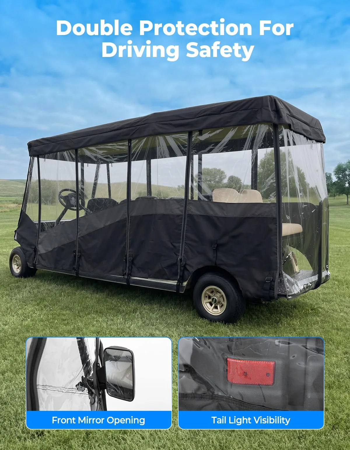 KEMIMOTO 8-Passenger Golf Cart Enclosure B1407-00007-BK image 3