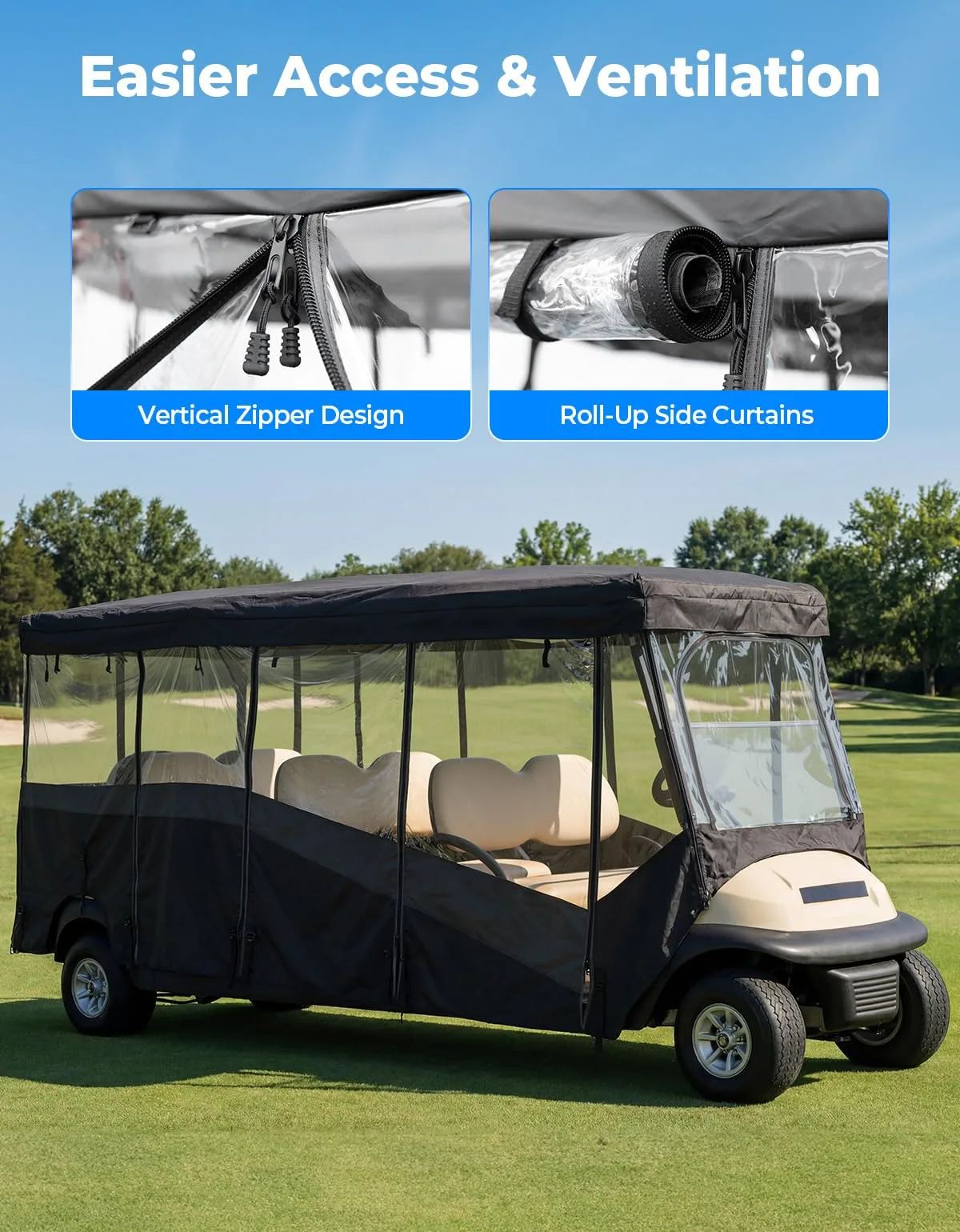 KEMIMOTO 8-Passenger Golf Cart Enclosure B1407-00007-BK image 4