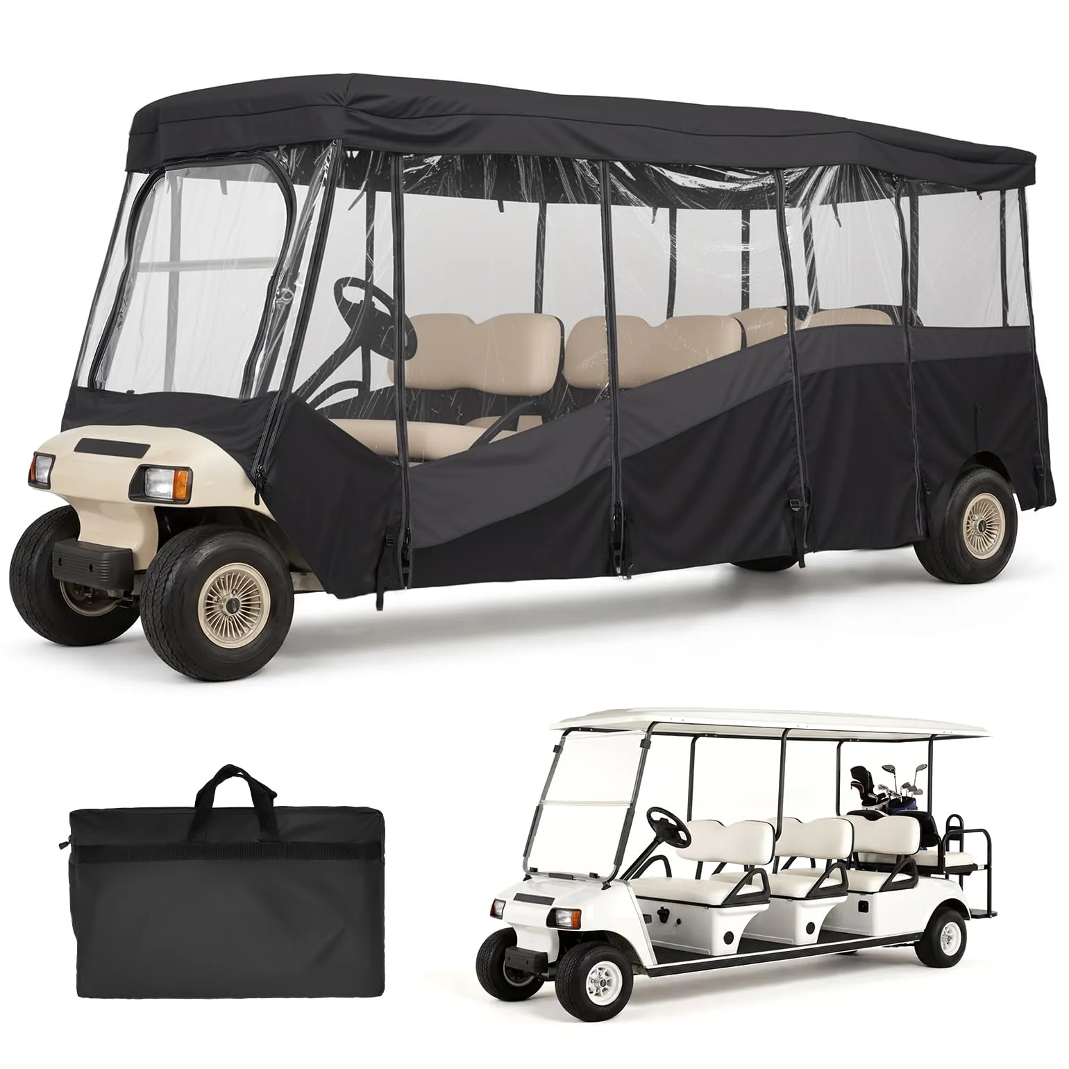 KEMIMOTO 8-Passenger Golf Cart Enclosure B1407-00007-BK