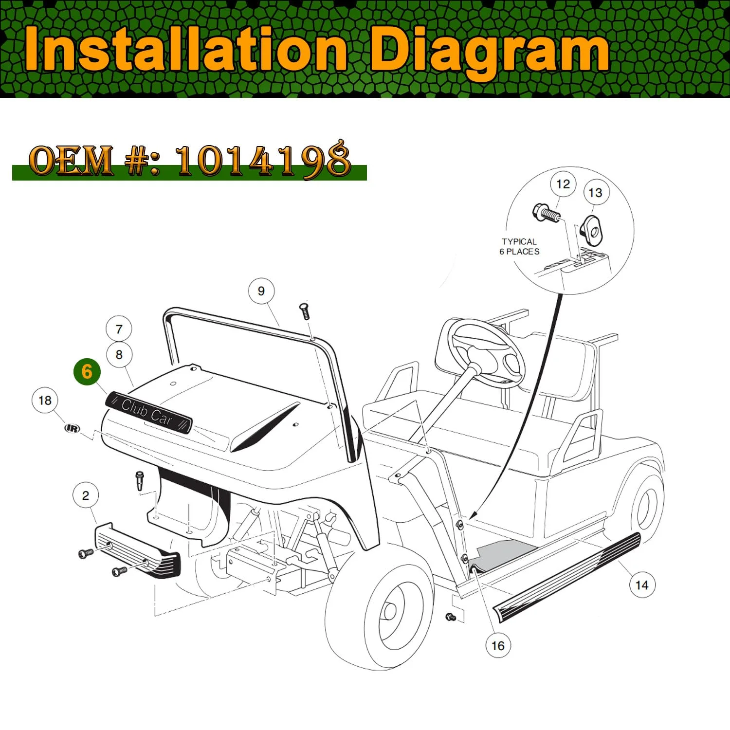 LY 5KYSON Front Emblem for Club Car DS Golf Cart image 4
