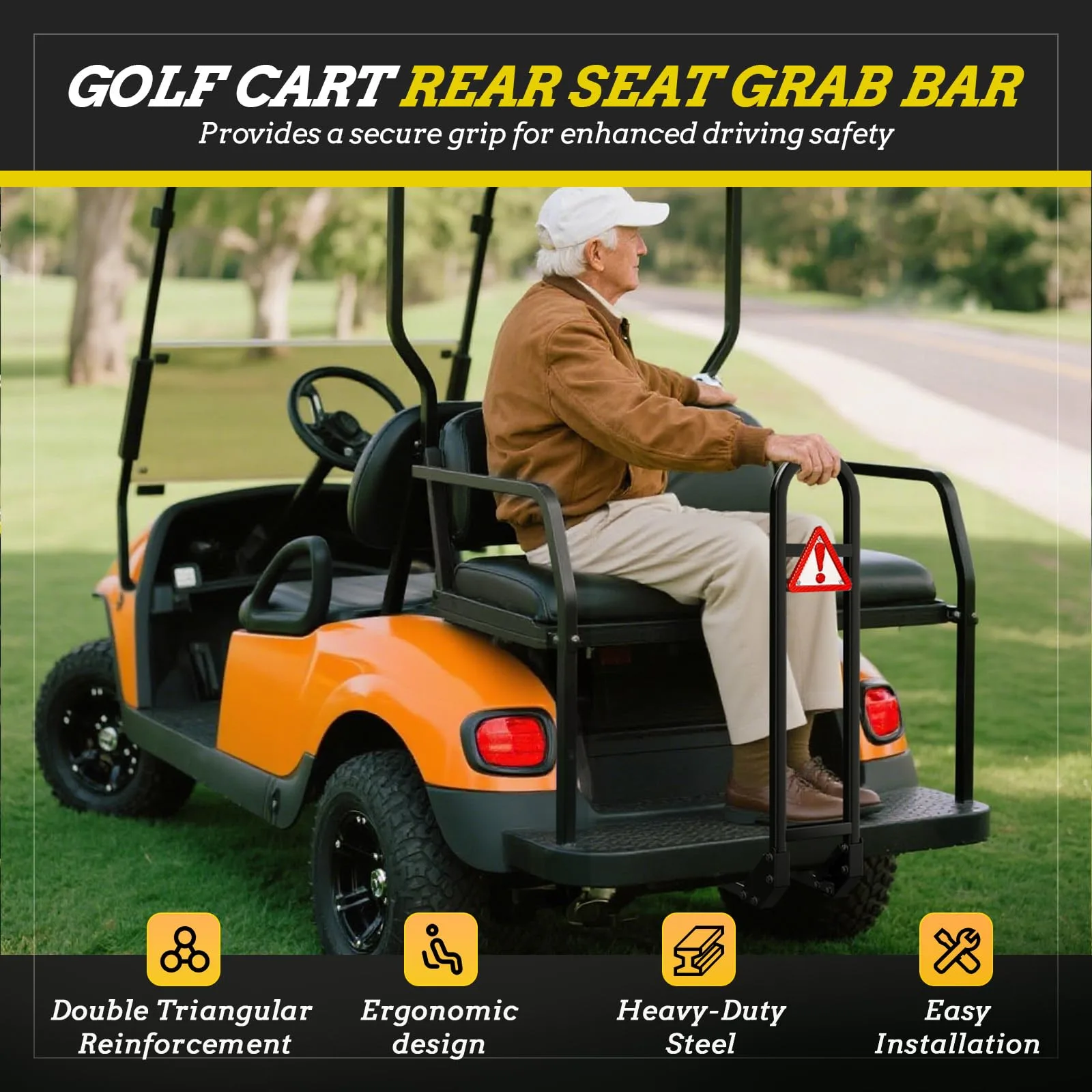 EXOEMTS Golf Cart Rear Seat Grab Bar for Club Car, E-Z-GO & Yamaha image 2