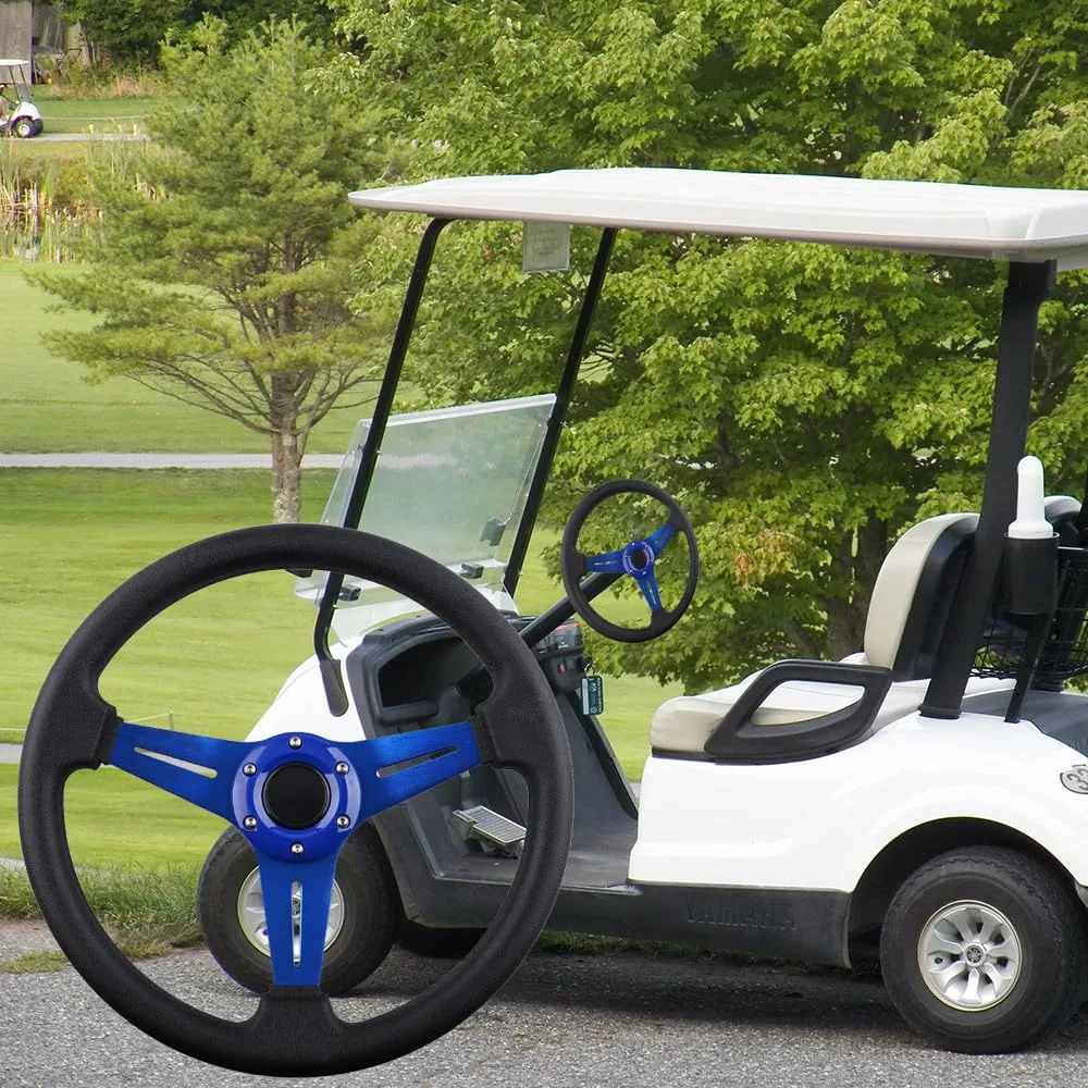 BOBUPLY Blue Golf Cart Steering Wheel image 2