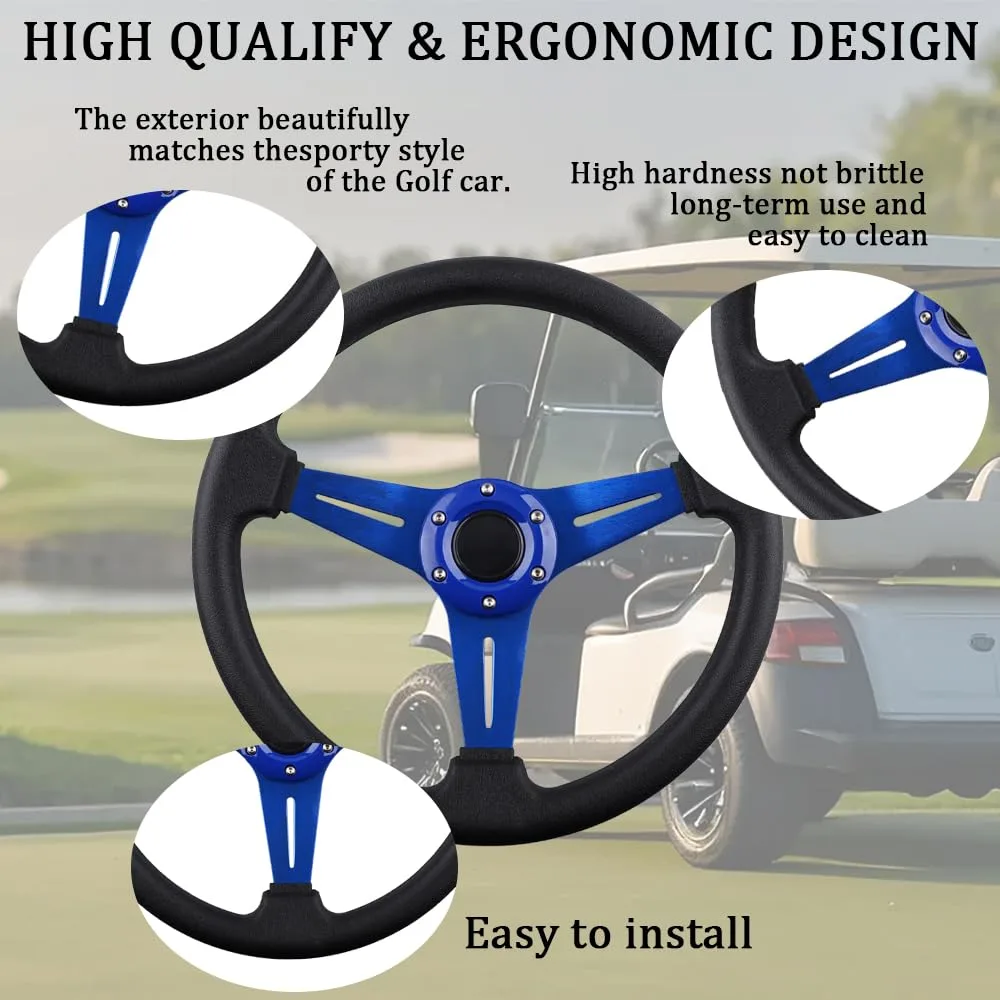 BOBUPLY Blue Golf Cart Steering Wheel image 3
