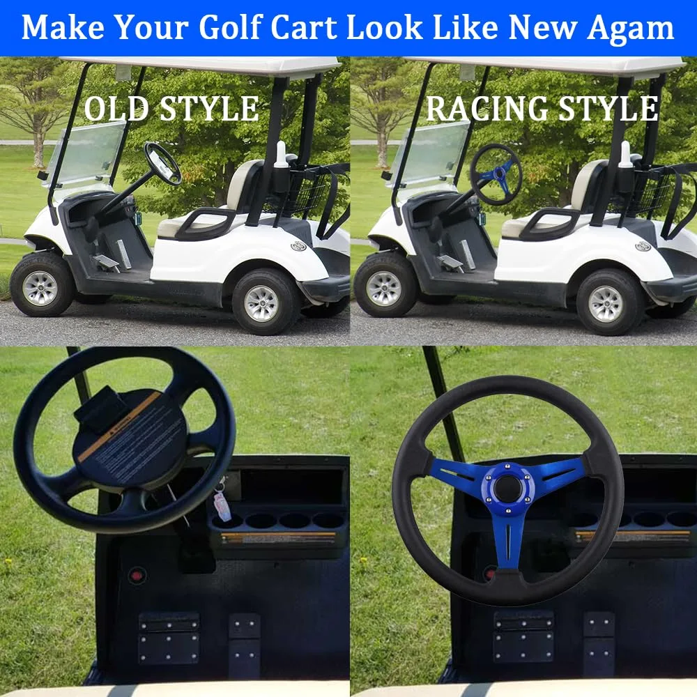 BOBUPLY Blue Golf Cart Steering Wheel image 4