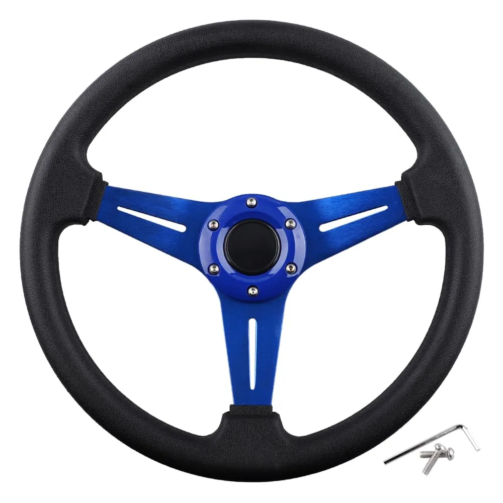 BOBUPLY Blue Golf Cart Steering Wheel