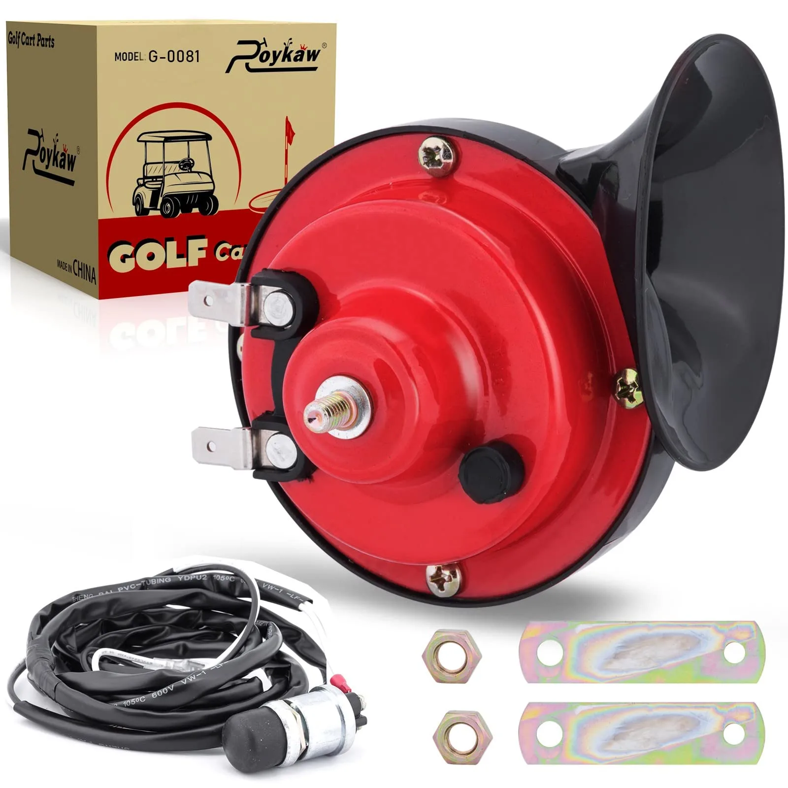 Roykaw 12V Golf Cart Horn Kit with Floor Button