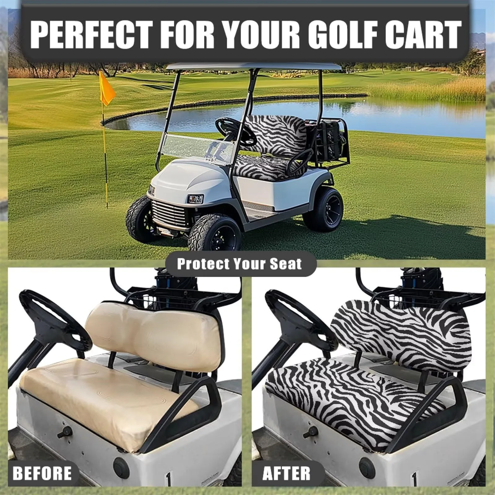 Quidrwyo Zebra Stripe Golf Cart Seat Covers for Club Car image 4