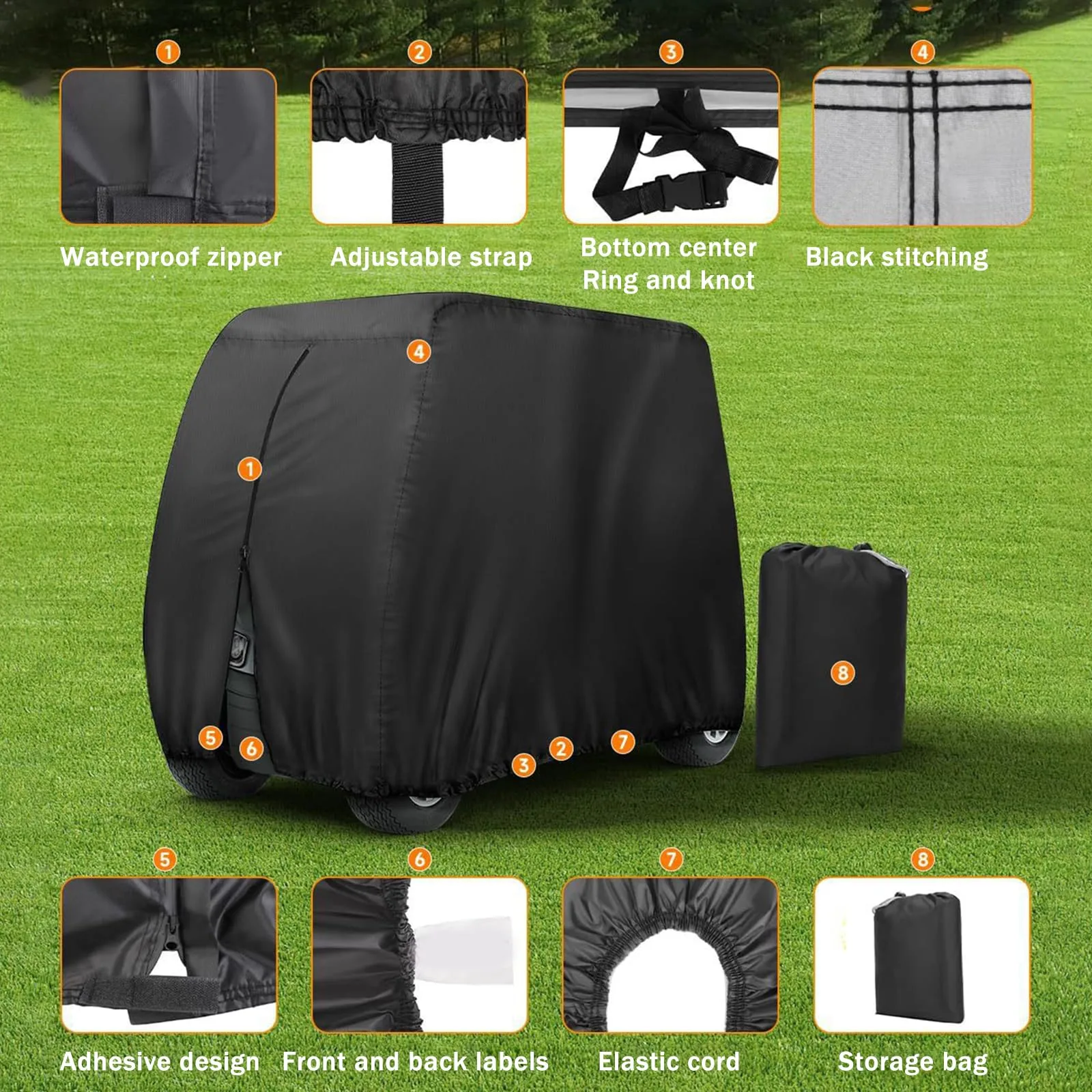 optrcn Golf Cart Cover for Advanced EV AV2 2-Passenger (2018–2026) 420D image 2