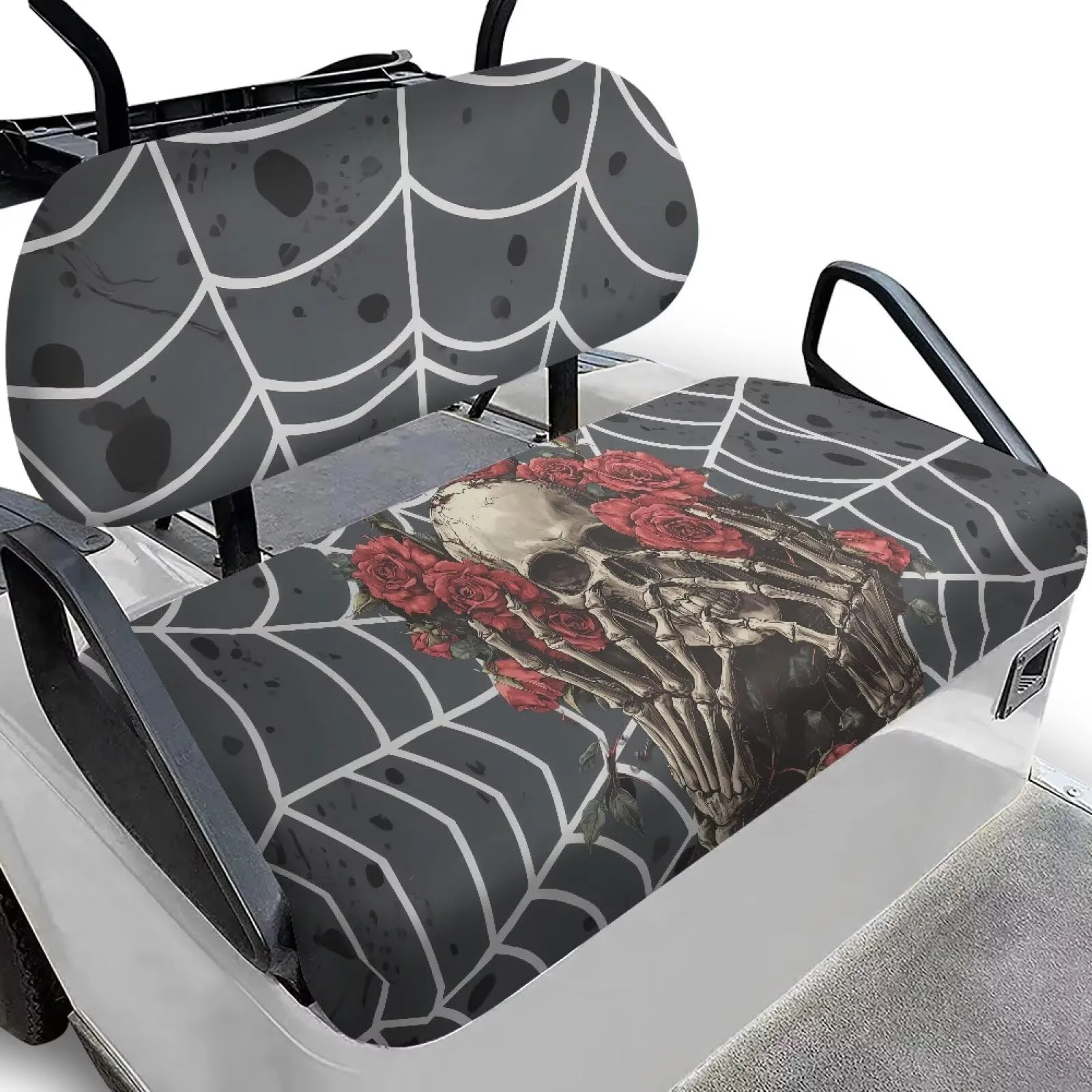 Quidrwyo Rose Skeleton Golf Cart Seat Cover Set