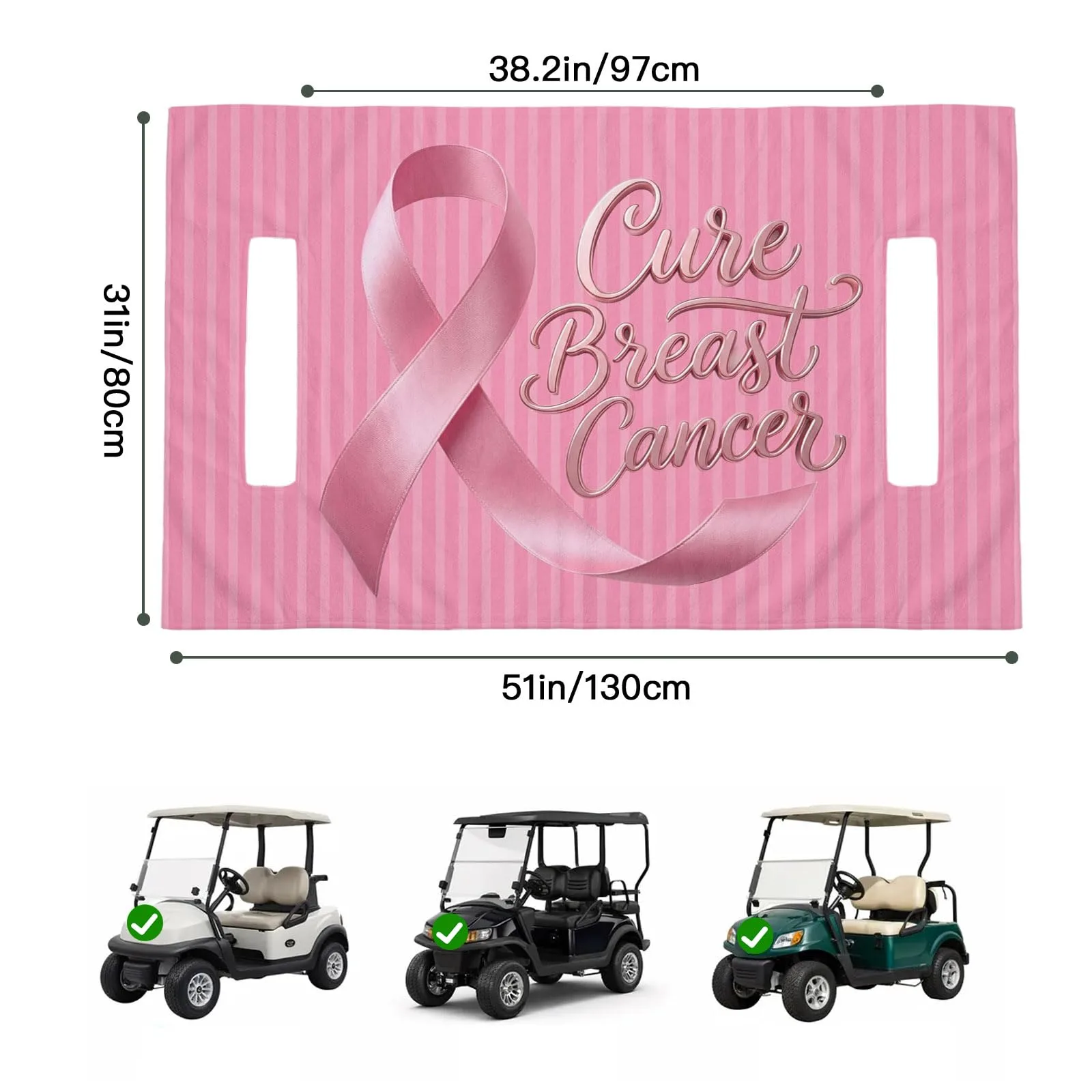Trosturdspn Pink Golf Cart Seat Cover, 51 x 31 in image 2