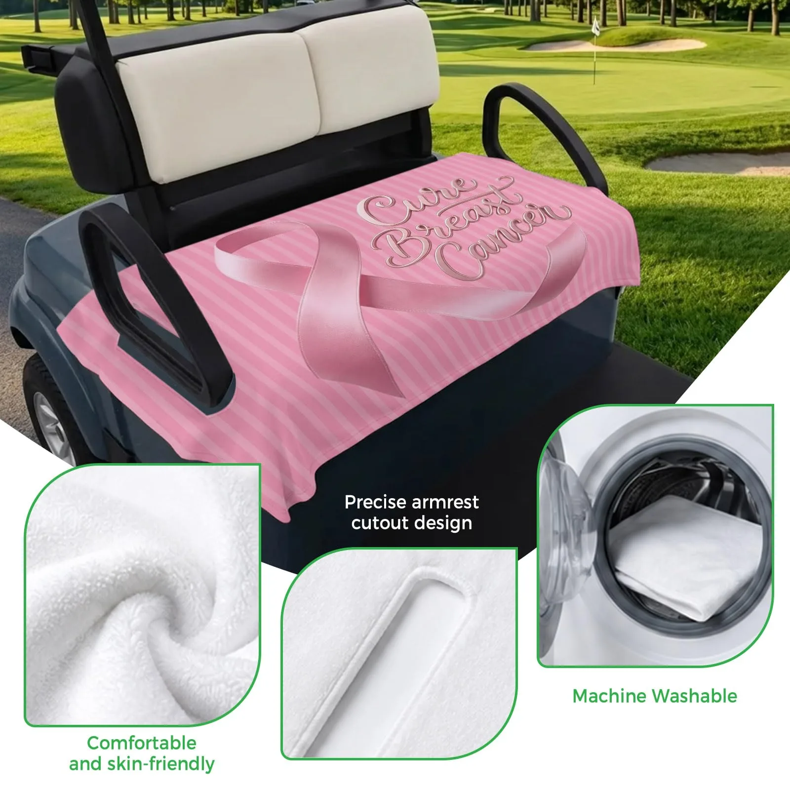 Trosturdspn Pink Golf Cart Seat Cover, 51 x 31 in image 3