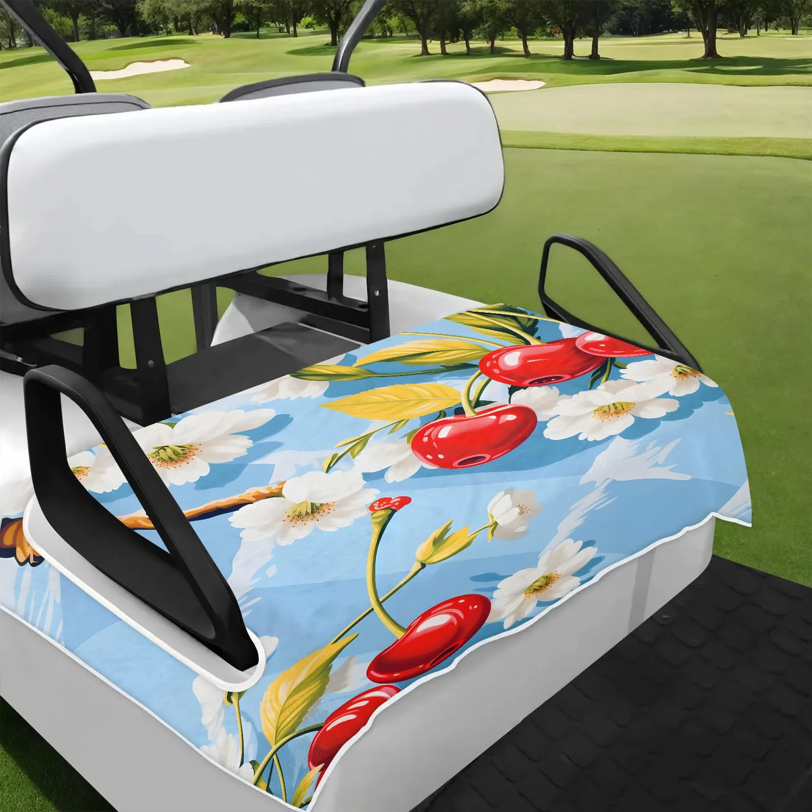 Tiveruda Cherry Flower Golf Cart Seat Cover, 51 x 31 in
