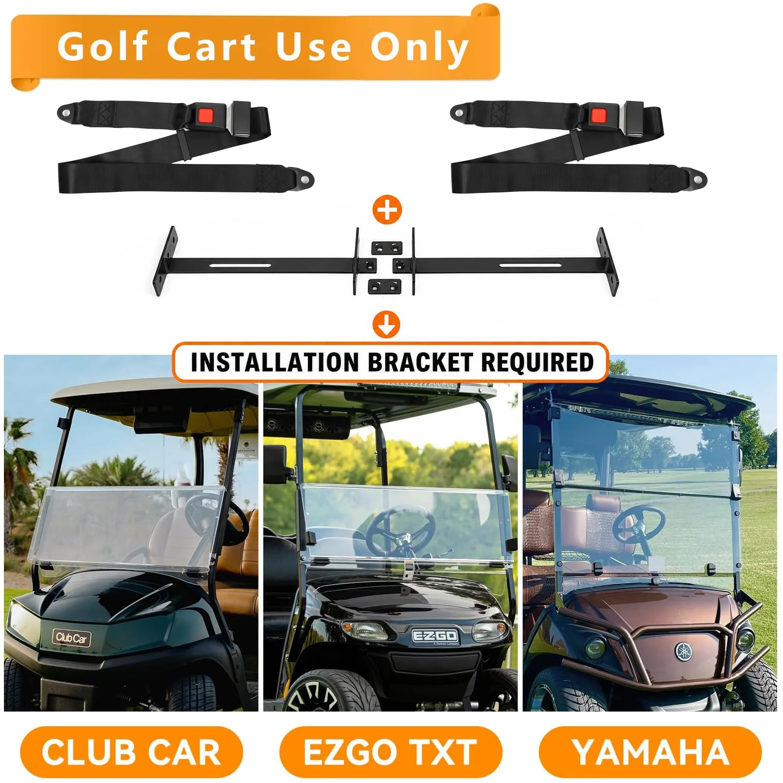 RIZINKART Adjustable Golf Cart Lap Belt Kit, 2-Pack image 3