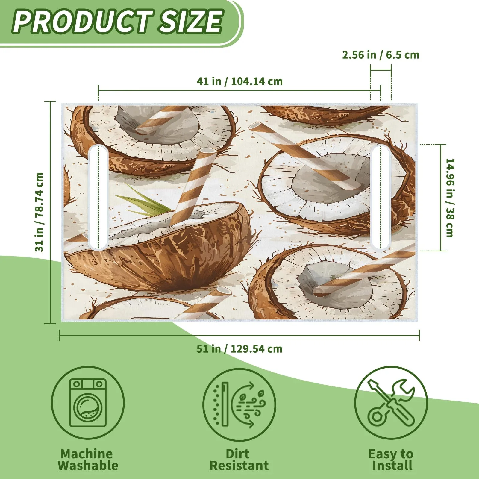 Tiveruda Watercolor Coconuts Golf Cart Seat Cover image 2