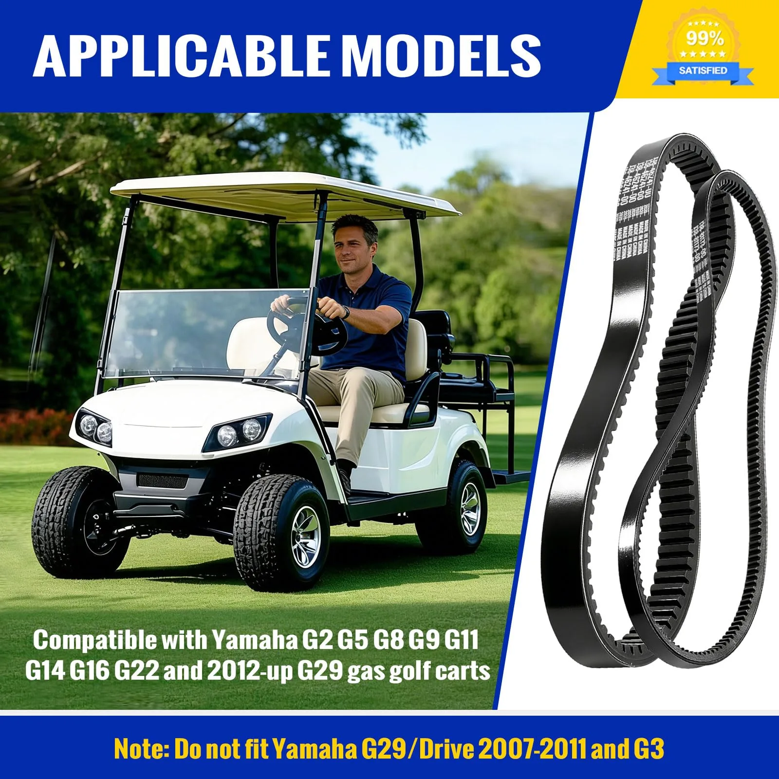 Roykaw Yamaha Golf Cart Drive & Starter Generator Belt Set image 2