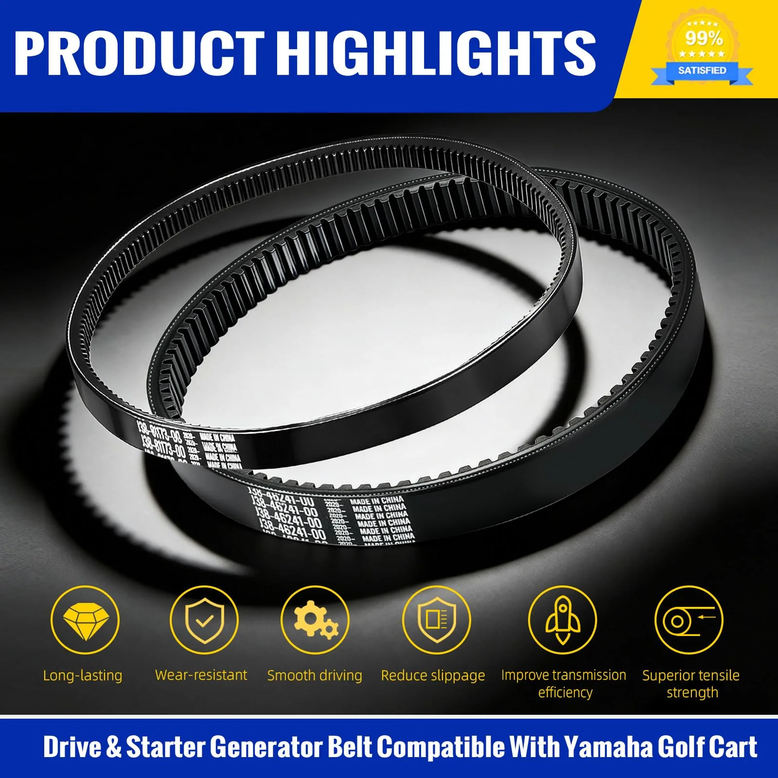 Roykaw Yamaha Golf Cart Drive & Starter Generator Belt Set image 3