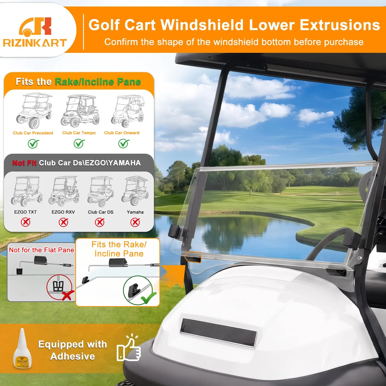 RIZINKART Windshield Bottom Clips for Club Car Precedent, Tempo & Onward image 2