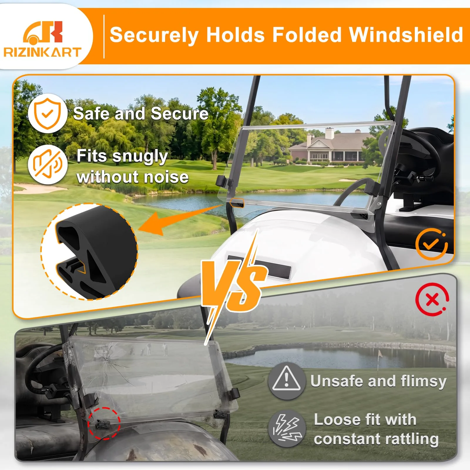 RIZINKART Windshield Bottom Clips for Club Car Precedent, Tempo & Onward image 3