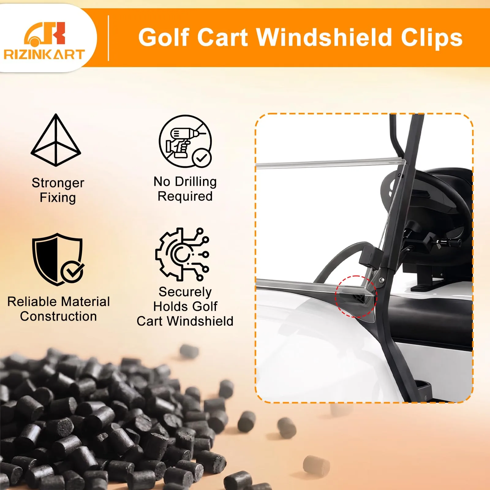 RIZINKART Windshield Bottom Clips for Club Car Precedent, Tempo & Onward image 4