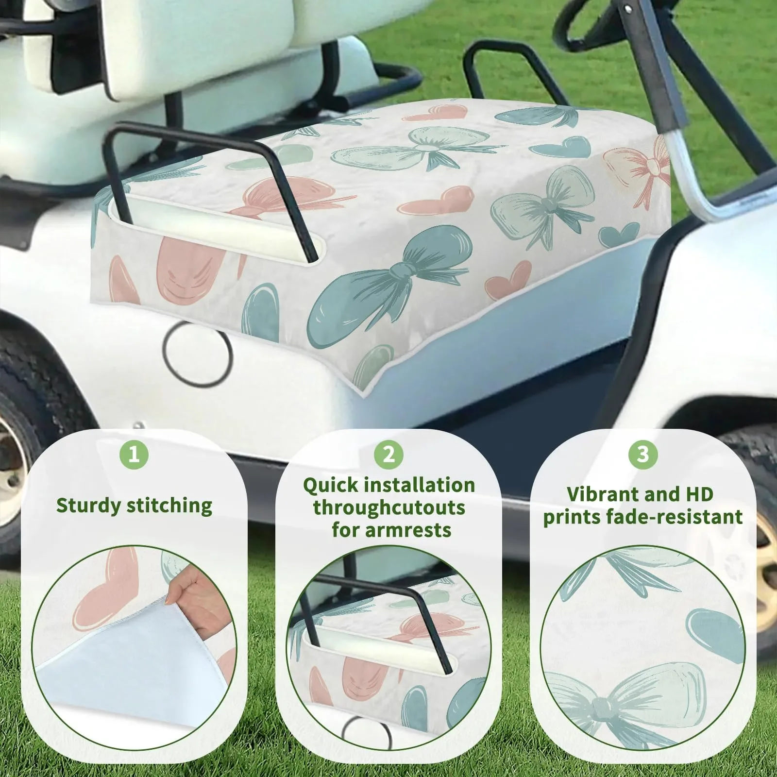 Tiveruda Bow Tie Cartoon 51" x 31" Golf Cart Seat Cover image 3