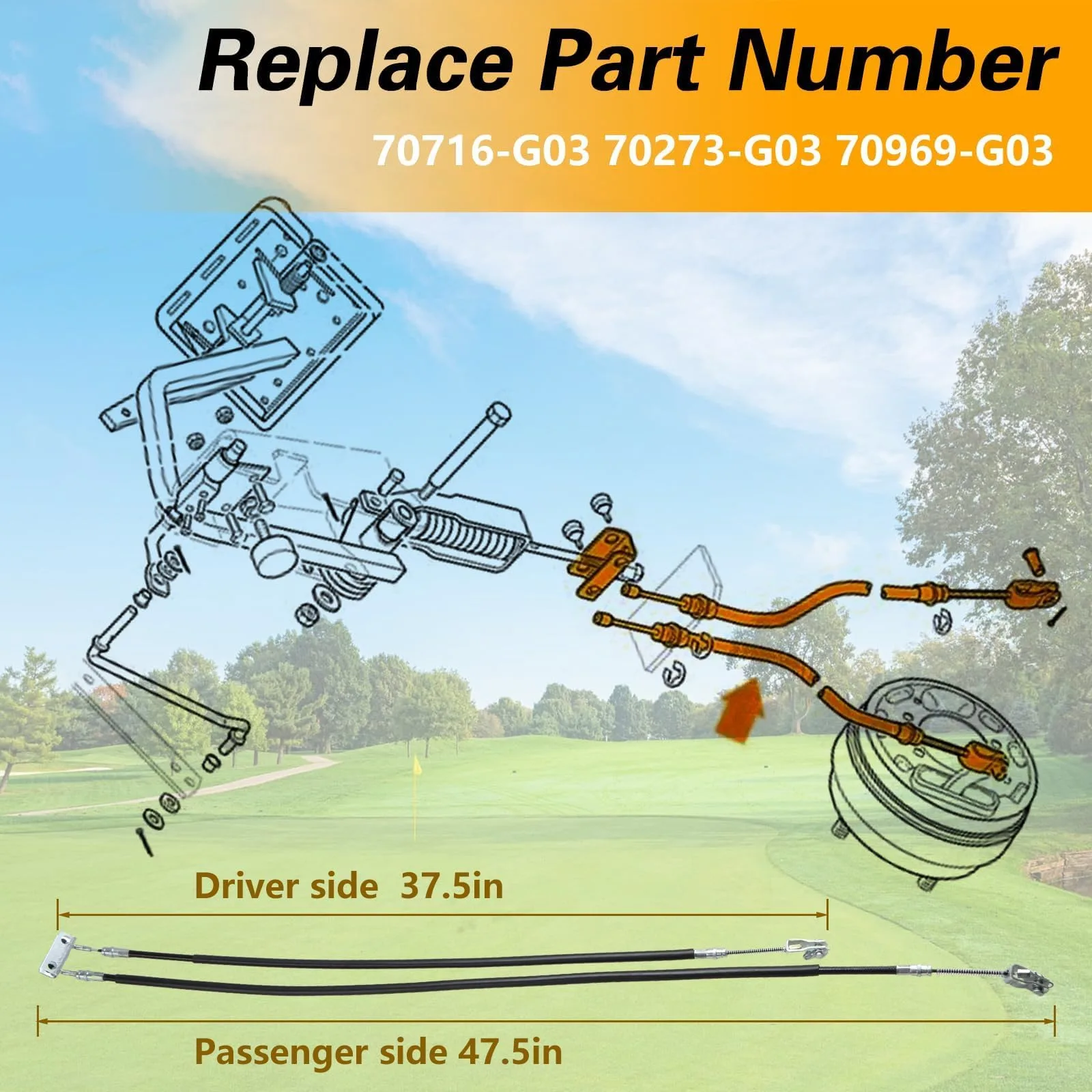 KPALAG Brake Cable Kit for E-Z-GO TXT and Medalist image 3