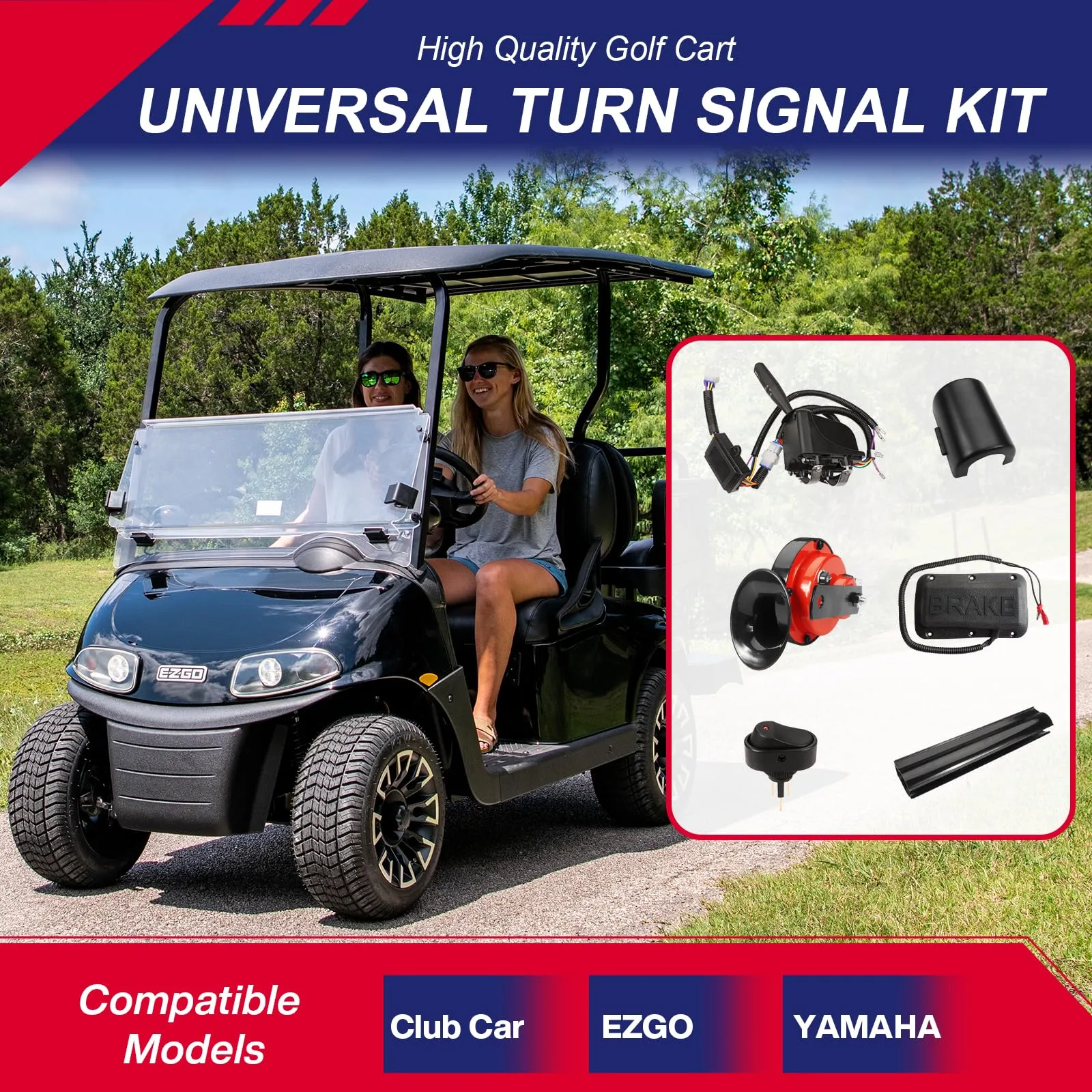 SUPGCPER LB-2025 12V Golf Cart Turn Signal & Horn Kit with 9-Pin Plug image 2