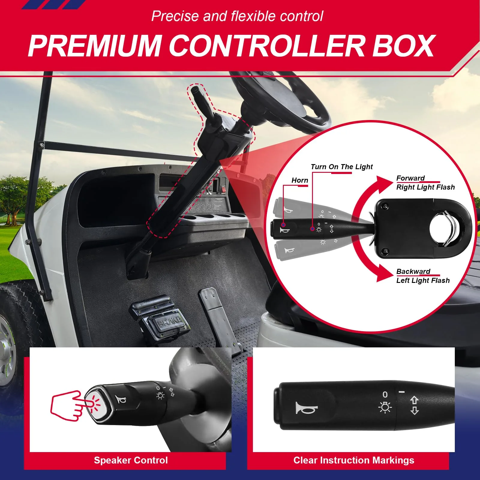 SUPGCPER LB-2025 12V Golf Cart Turn Signal & Horn Kit with 9-Pin Plug image 4