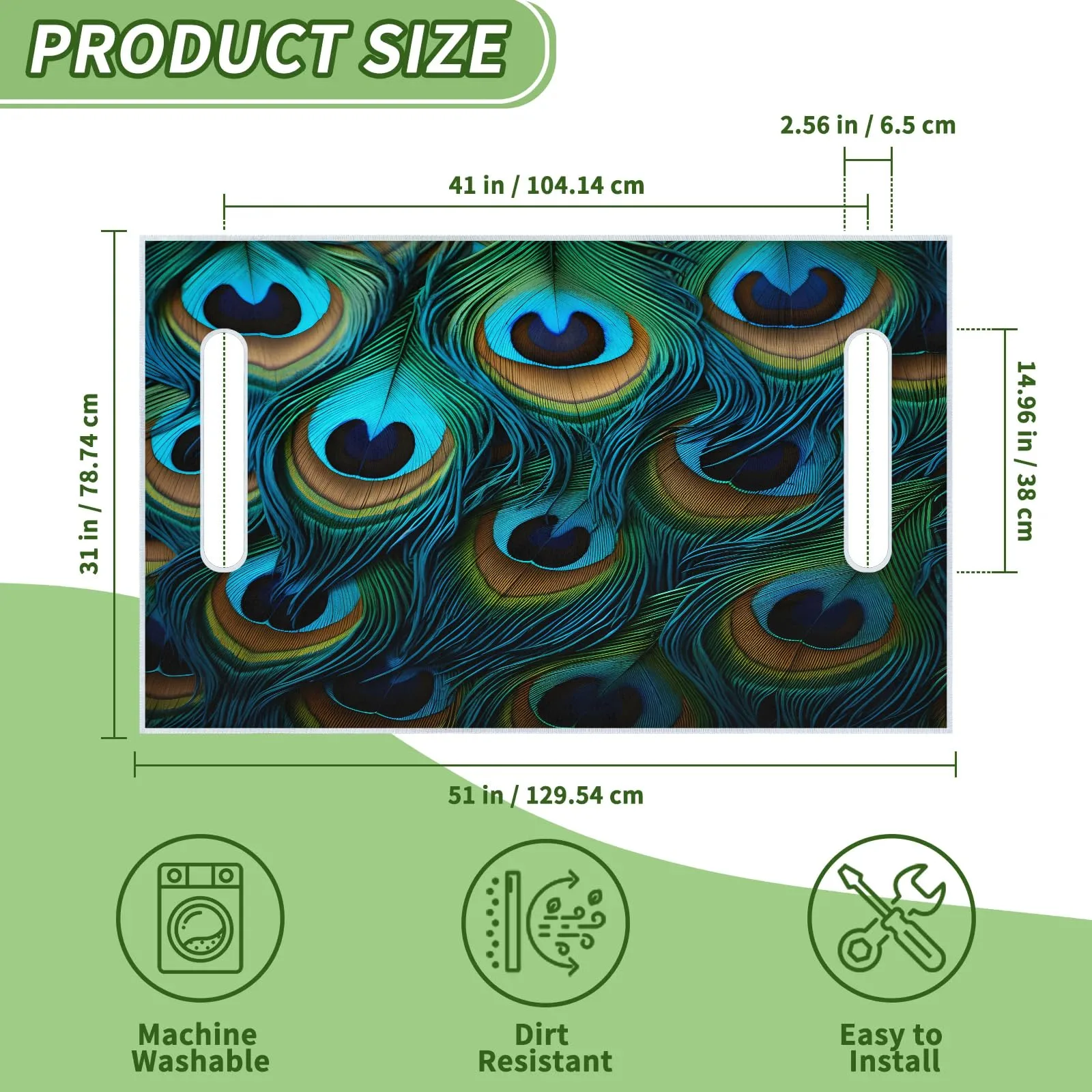 Tiveruda Peacock Golf Cart Seat Cover for Double Seats image 2