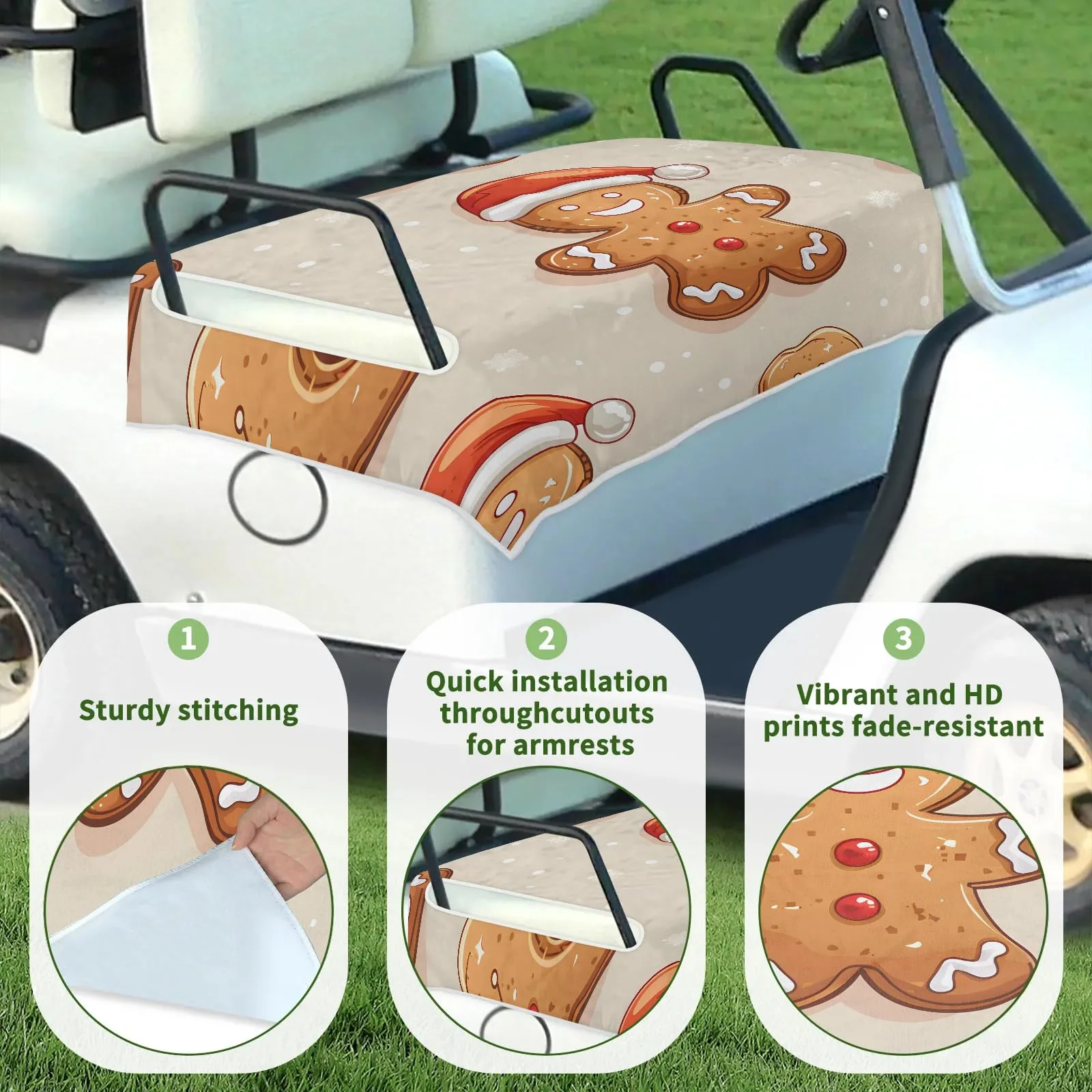 Tiveruda Gingerbread Hat Golf Cart Seat Cover image 3